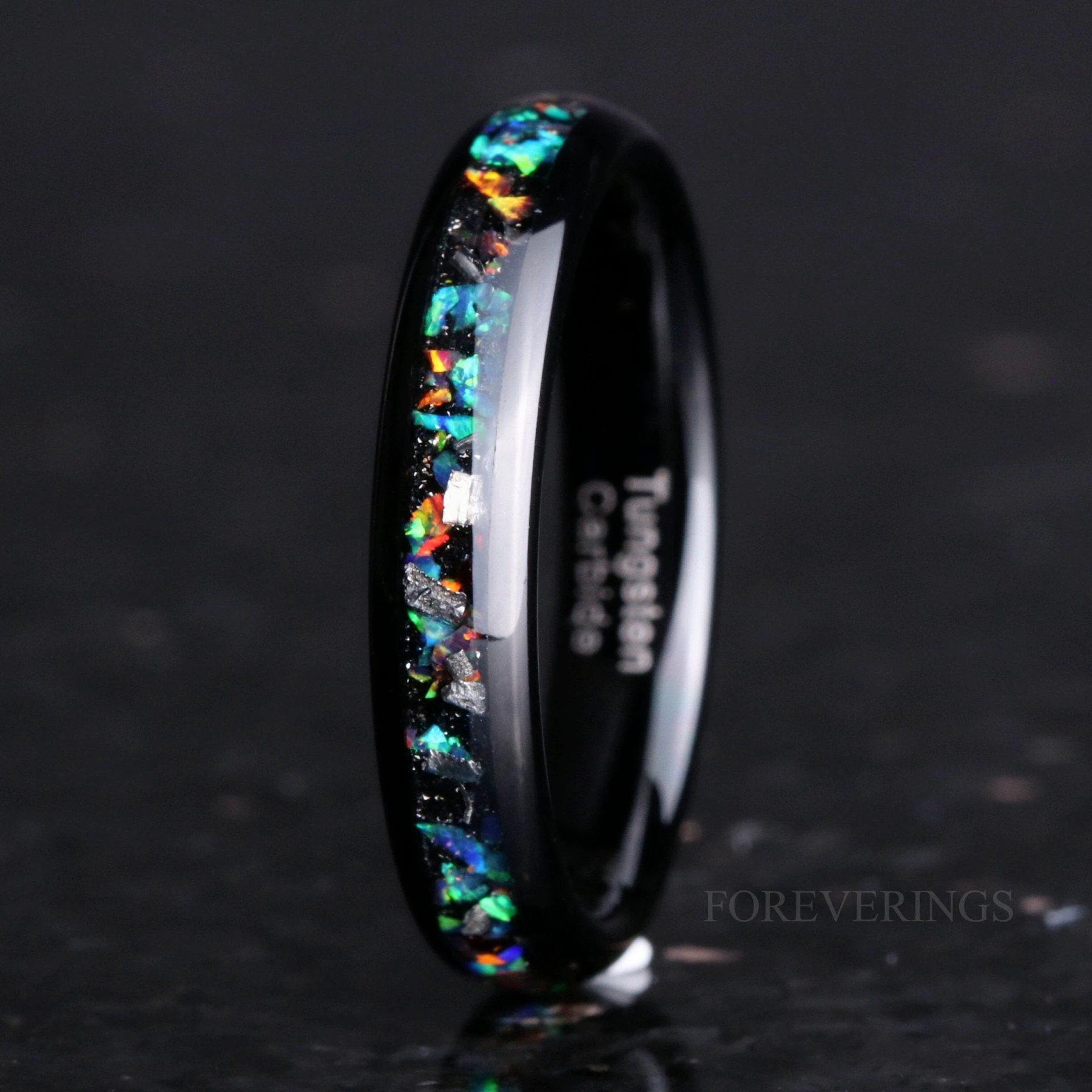 Meteorite Ring | Black Tungsten Wedding Band | 4mm