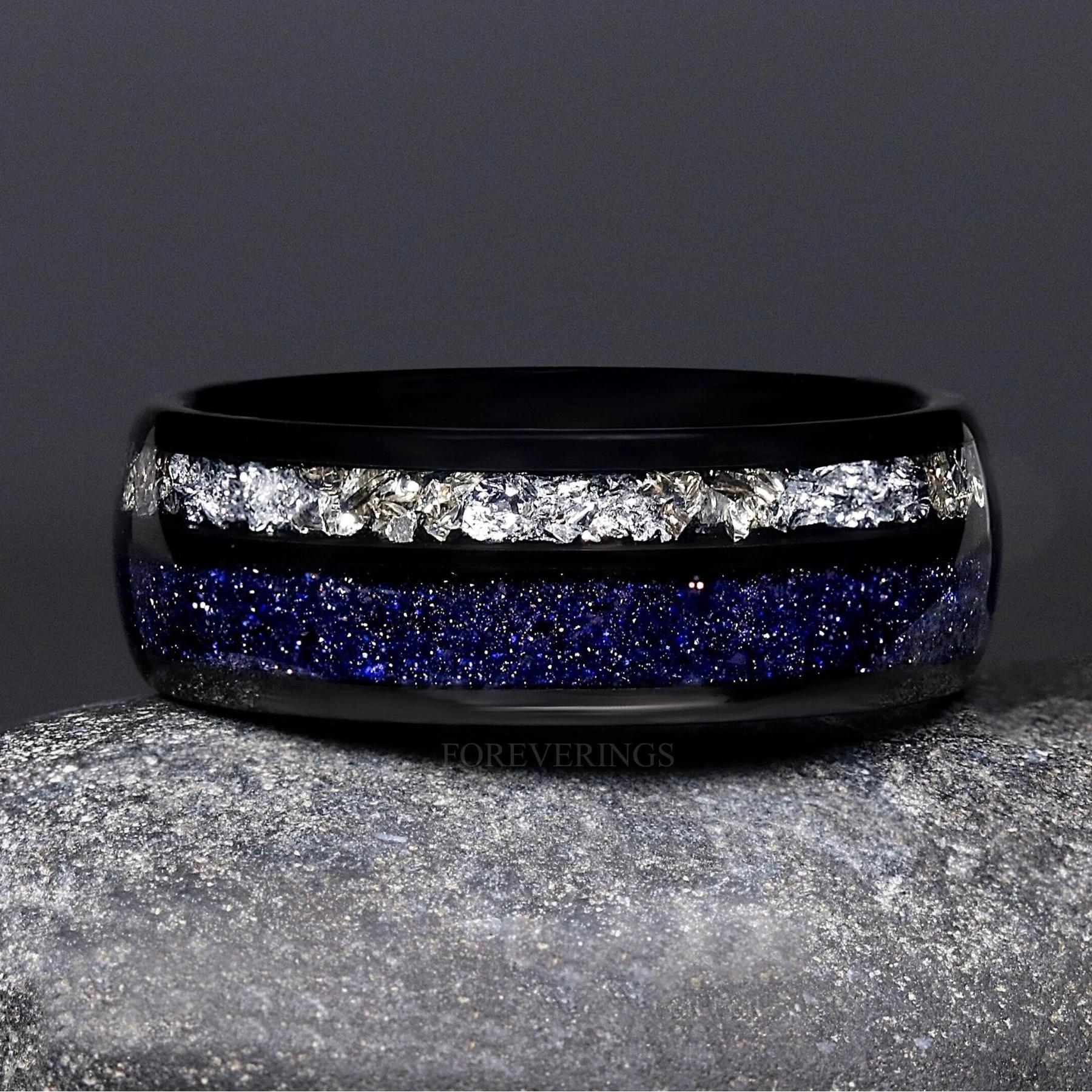 Mens Rift Nebula Ring, Starry Night Wedding Band, Space Ring