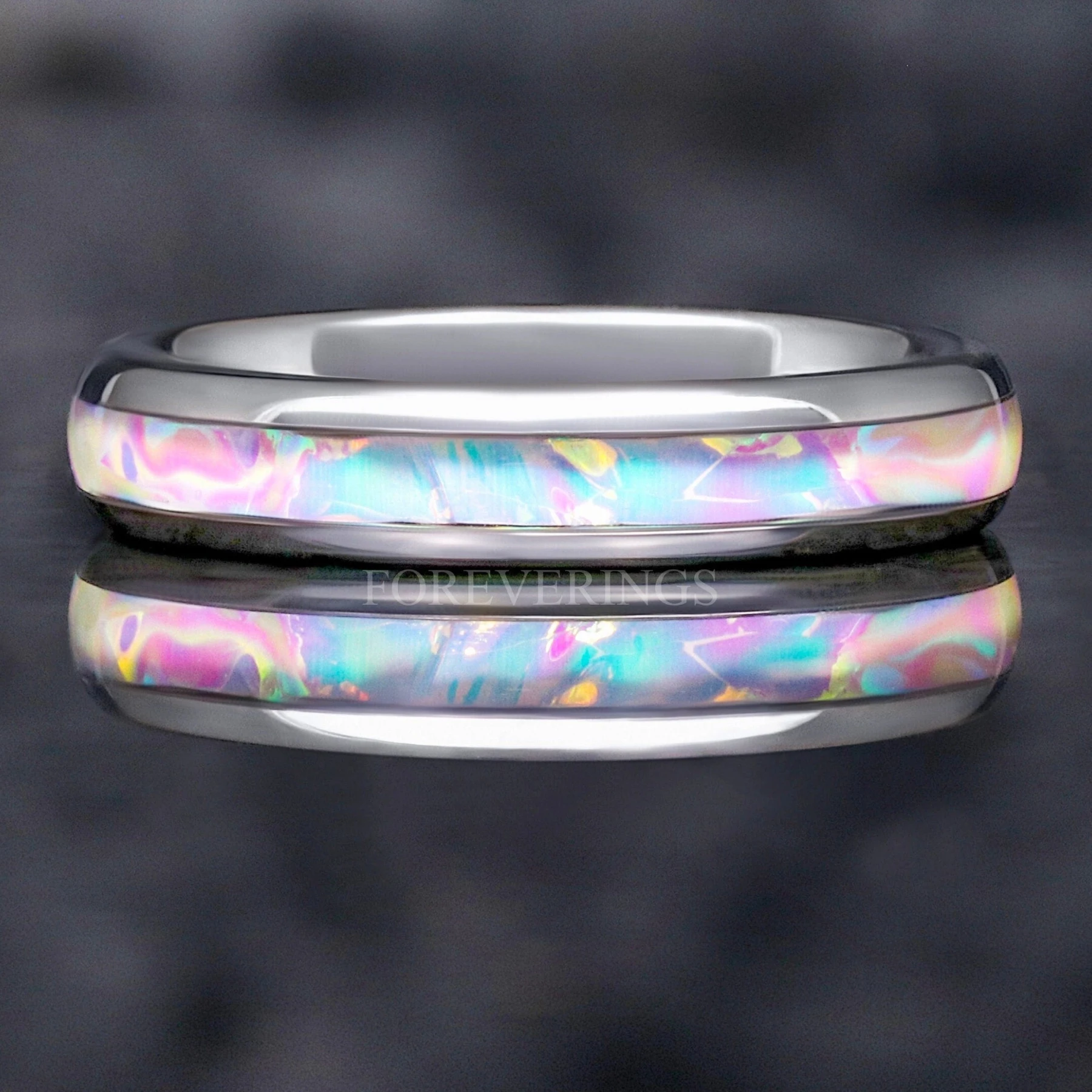 Caribbean Woman Wedding Band, 4mm Silver Tungsten Band, Summer Beach Ring