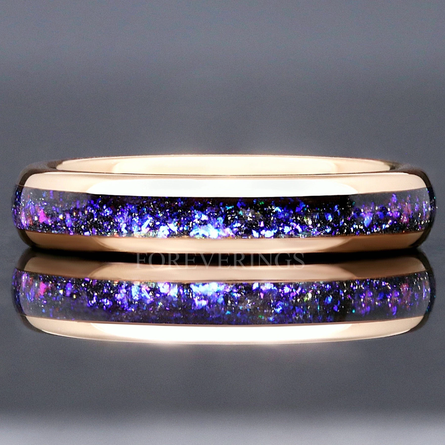 Orion Nebula Ring Rose Gold, 4mm Tungsten Wedding Band, Outer Space Ring