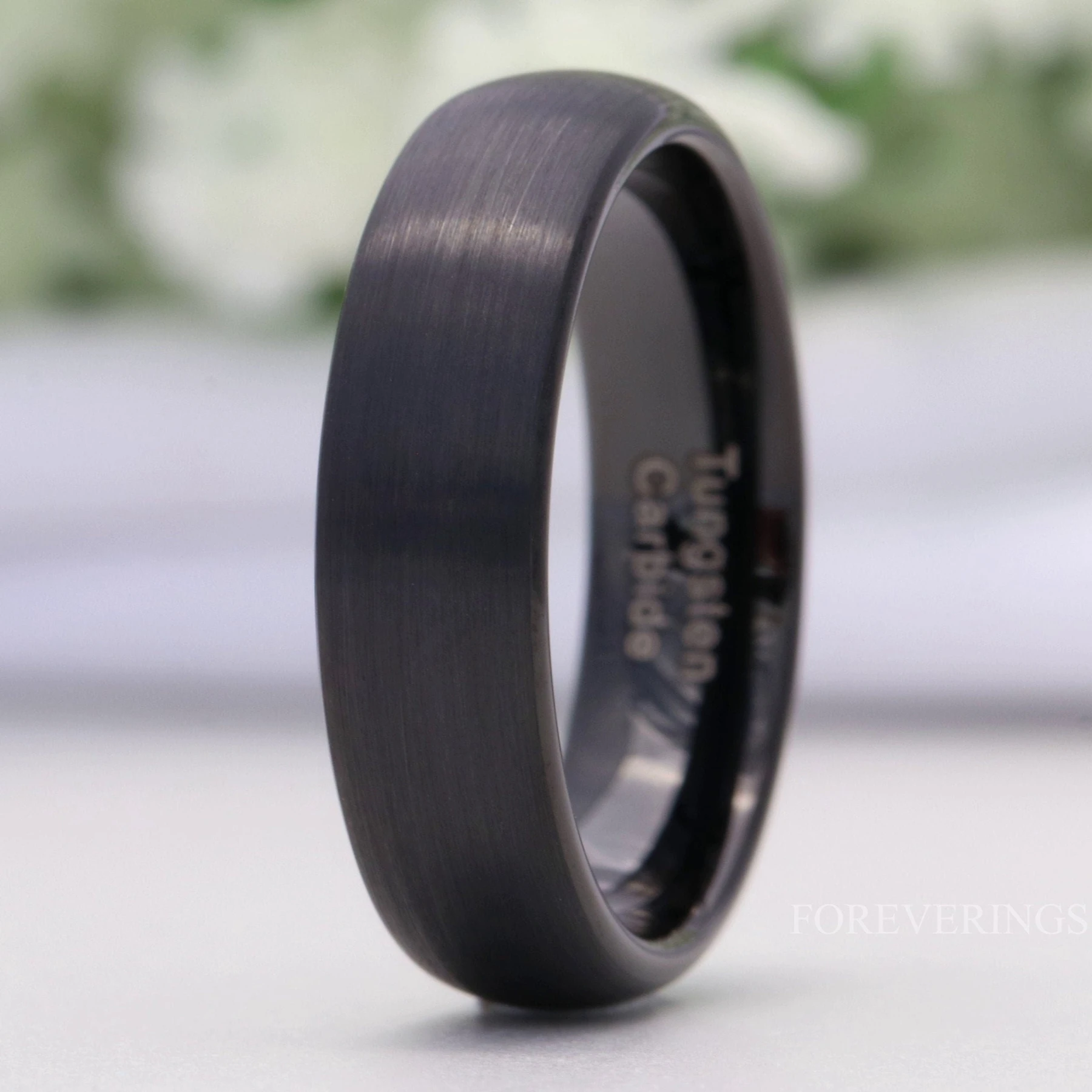 Matte Black Tungsten Ring, 6mm Mens Wedding Band