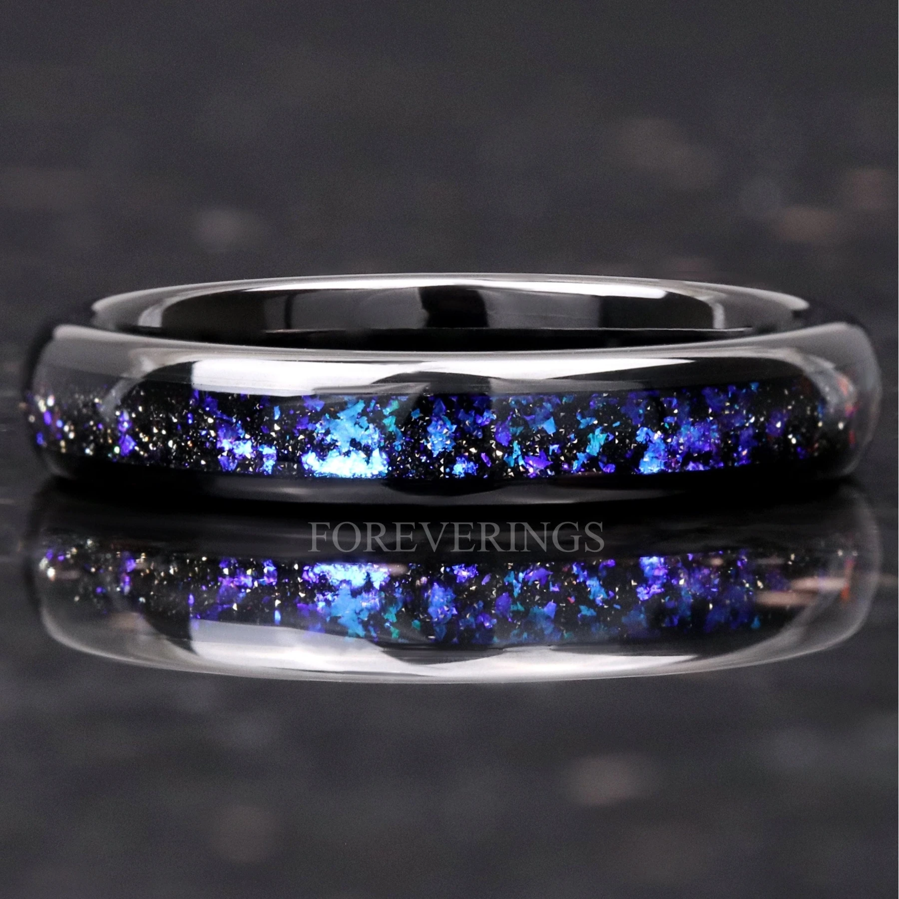 Orion Nebula Ring 4mm Tungsten Wedding Band, Outer Space Ring, Women Men Ring