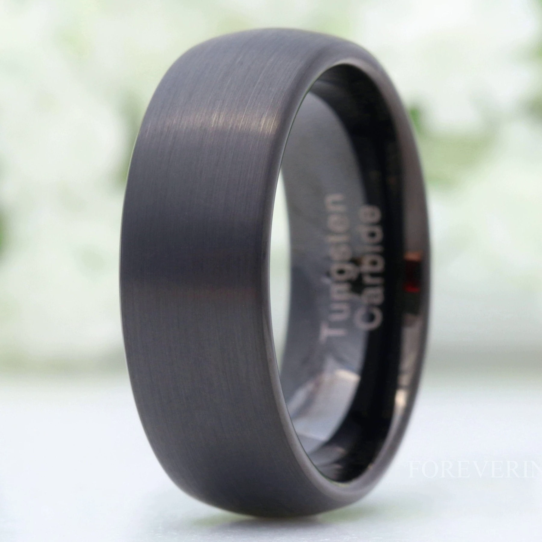 Brushed Black Tungsten Ring for Men, 8mm Tungsten Band