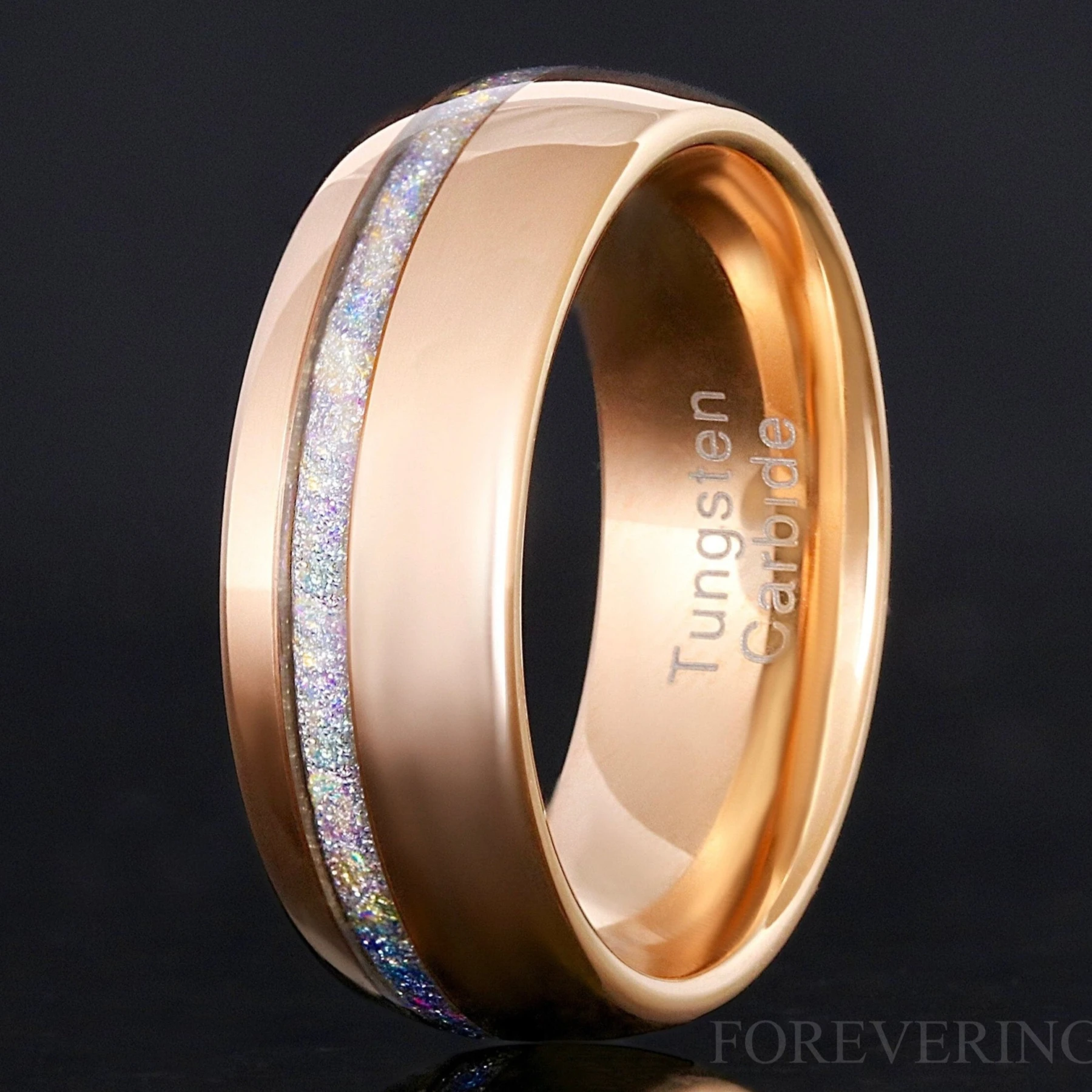 Mens Moonstone Ring, Rose Gold Wedding Band, Man Tungsten Ring
