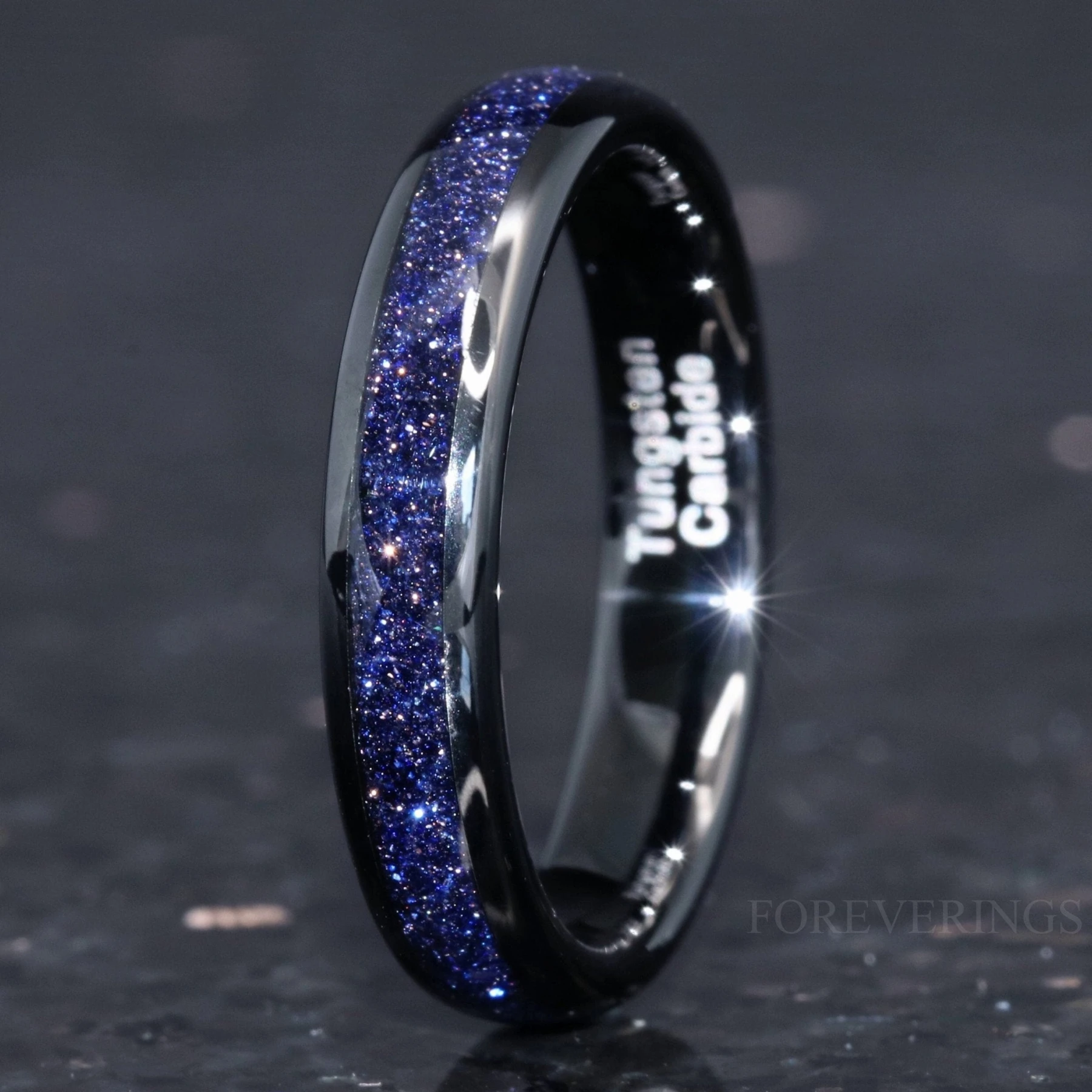 Great Rift Nebula Ring, 4mm Tungsten Wedding Band, Outer Space Ring