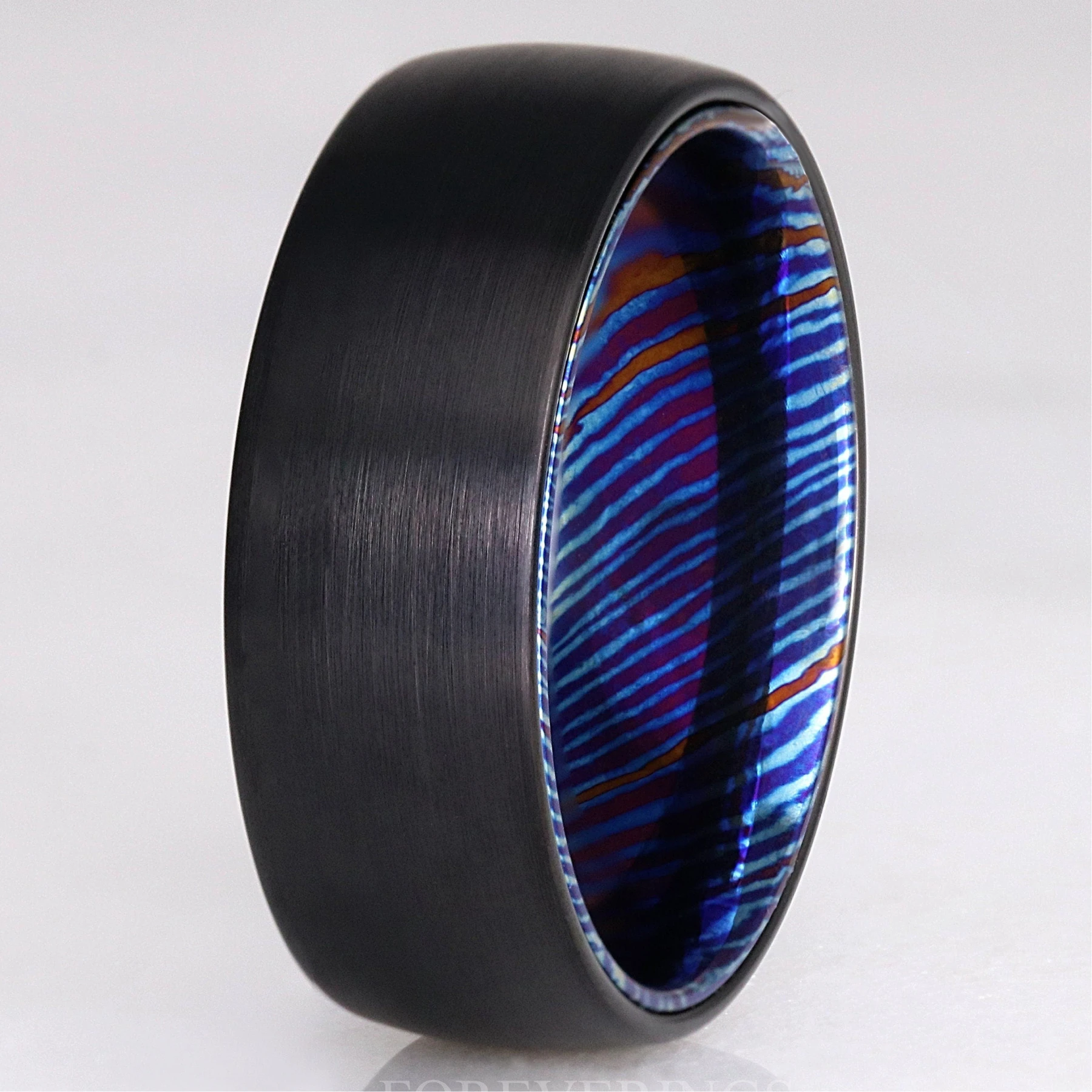 Timascus Ring Men, Damascus Wedding Band, Black Tungsten