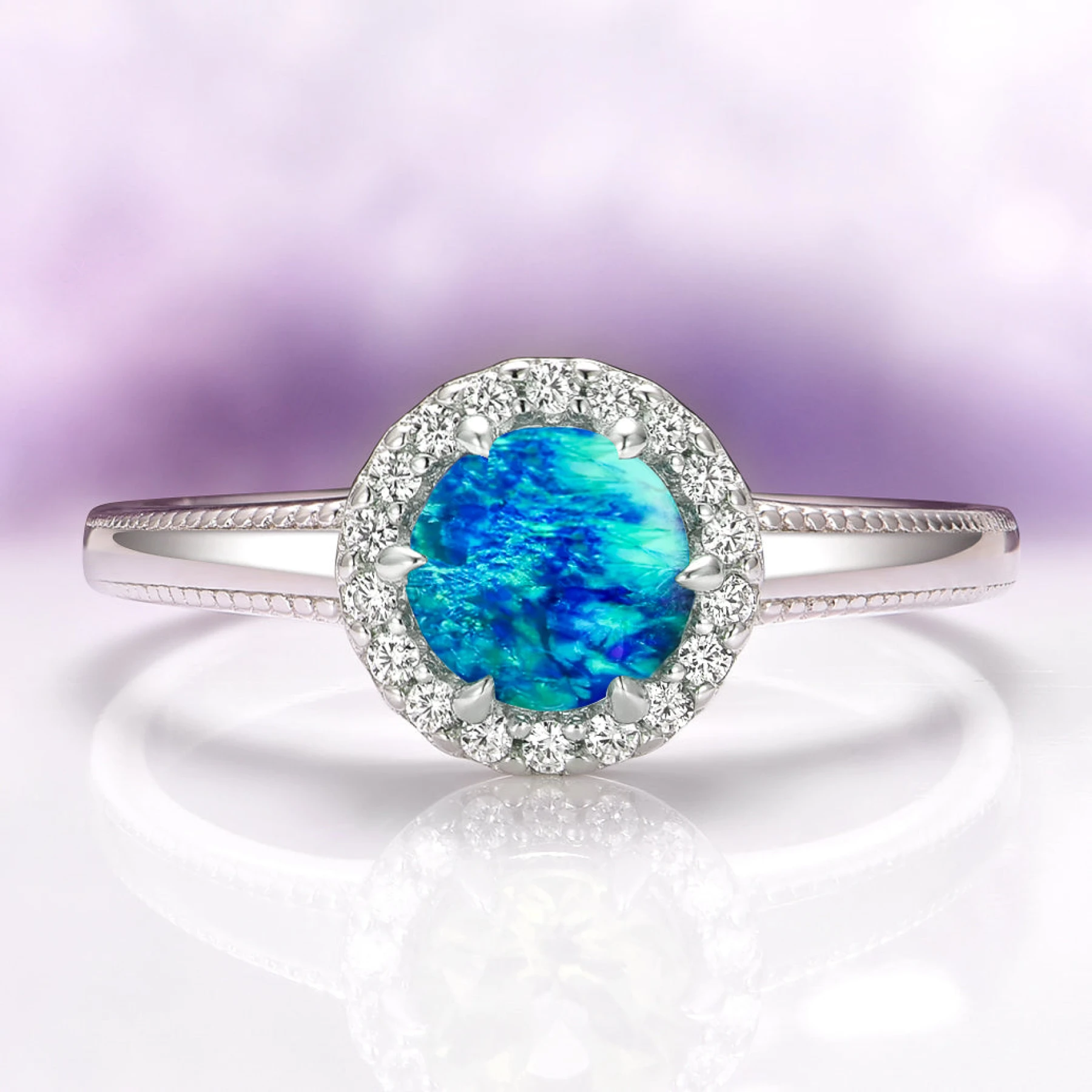 Ella Blue Fire Opal Ring in Sterling Silver