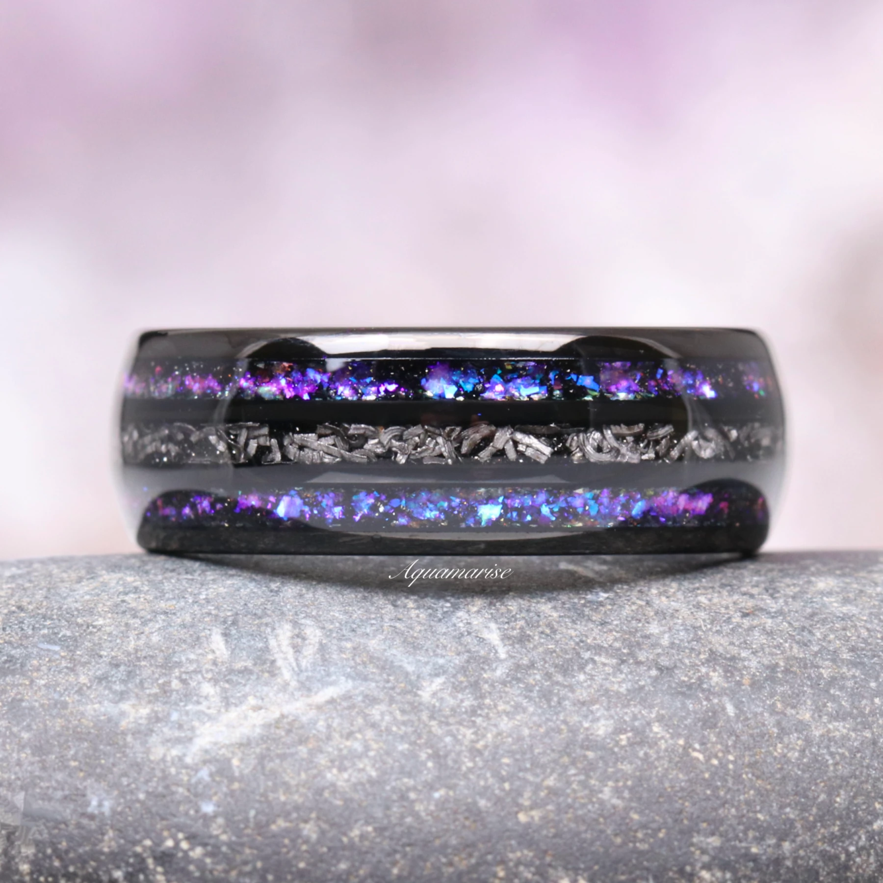Orion Nebula & Men's Wedding Band in Black Tungsten (8mm)