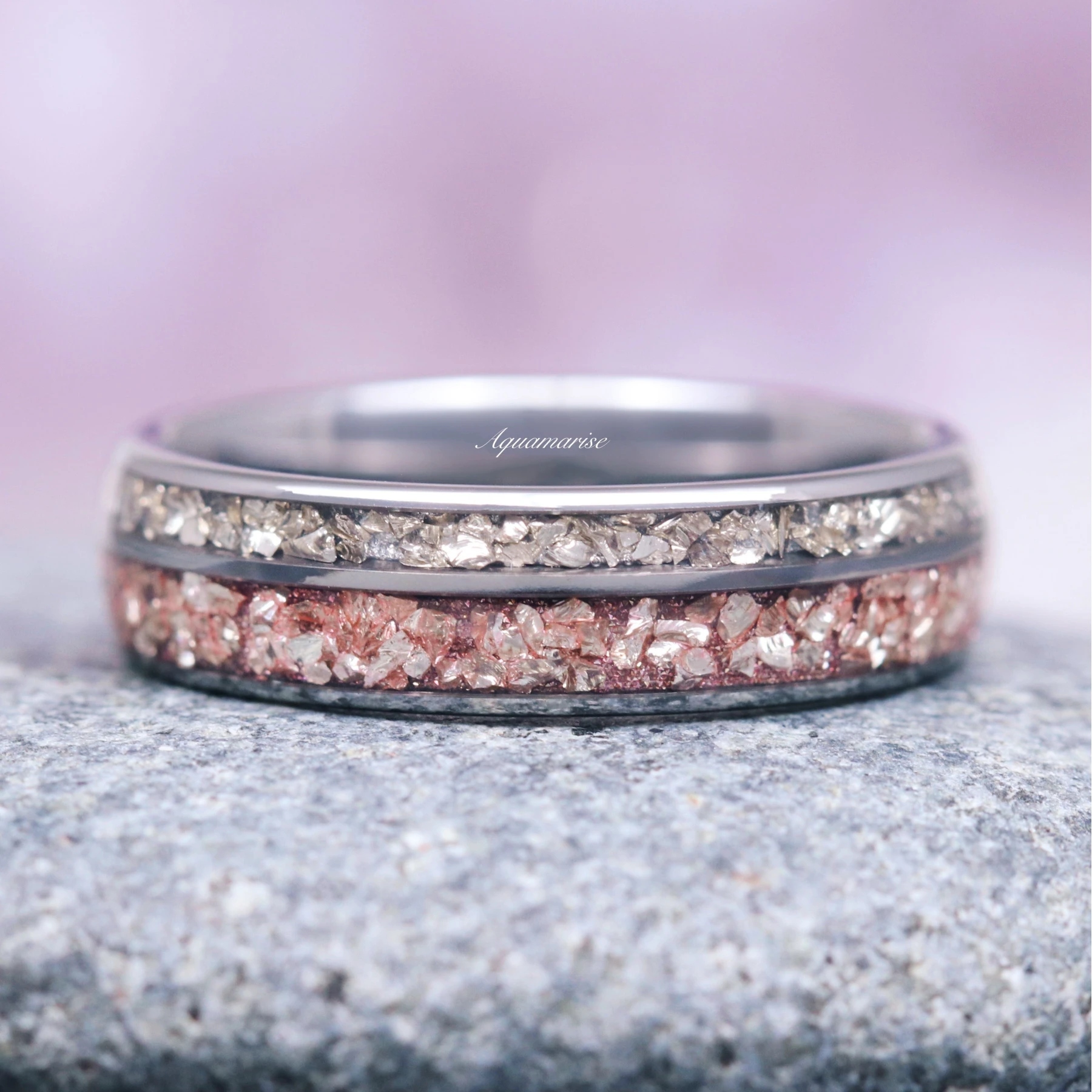 & Simulated Diamond Wedding Band in Tungsten (6mm)