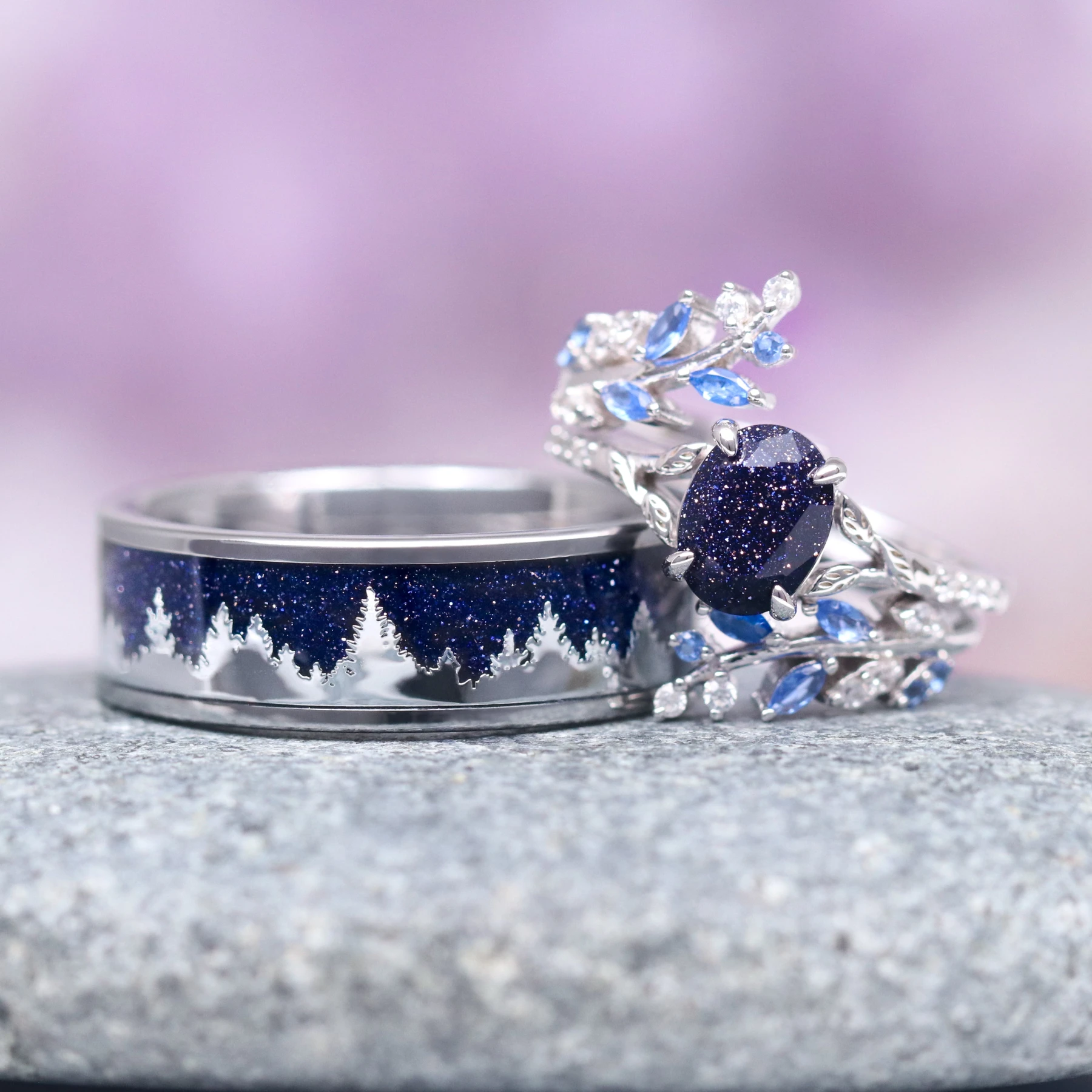 Starry Night® & Trees Couples Ring Set
