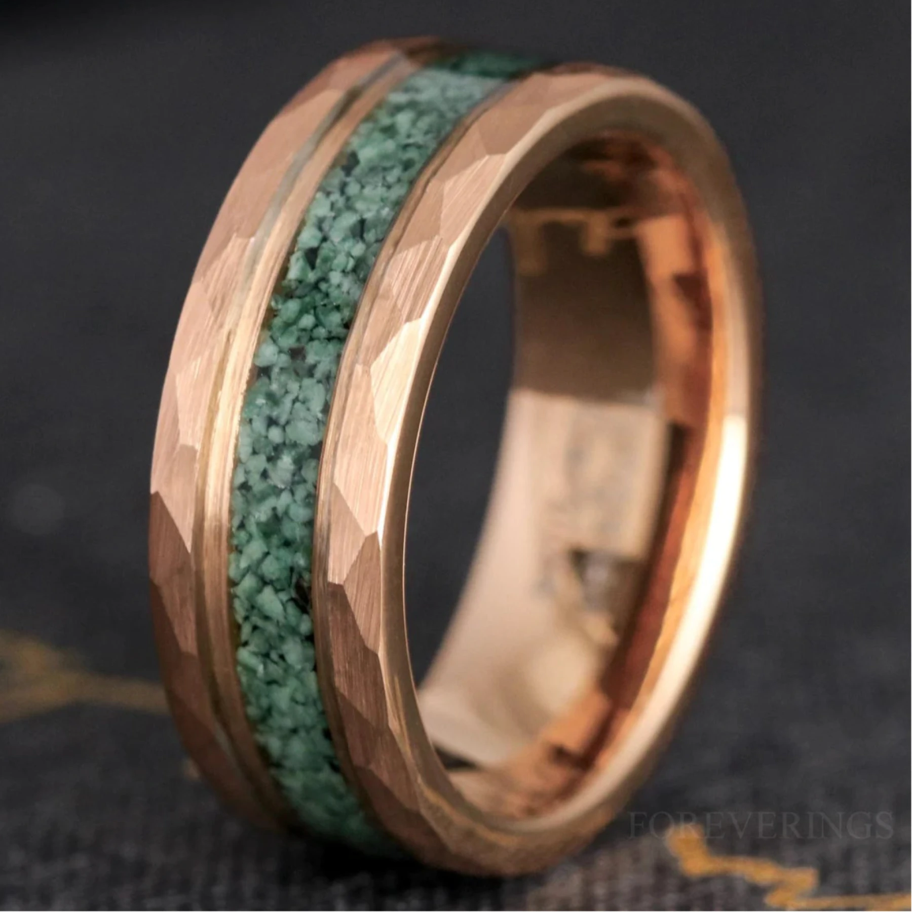 Moss Agate Ring Men, Rose Gold Wedding Band, Personalized Gift