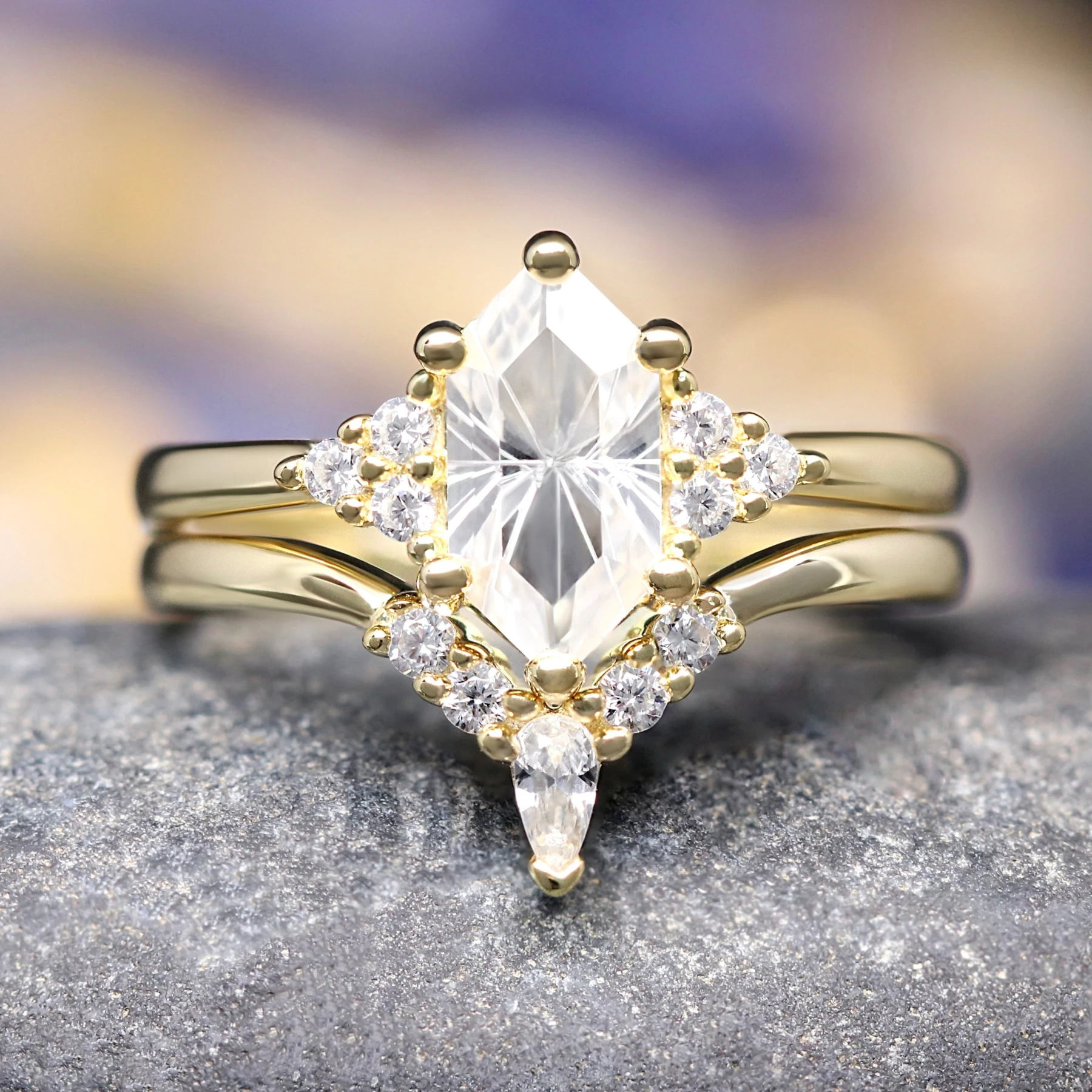 Spire White Sapphire Engagement Ring - Elven-Inpsired Fantasy Wedding Ring