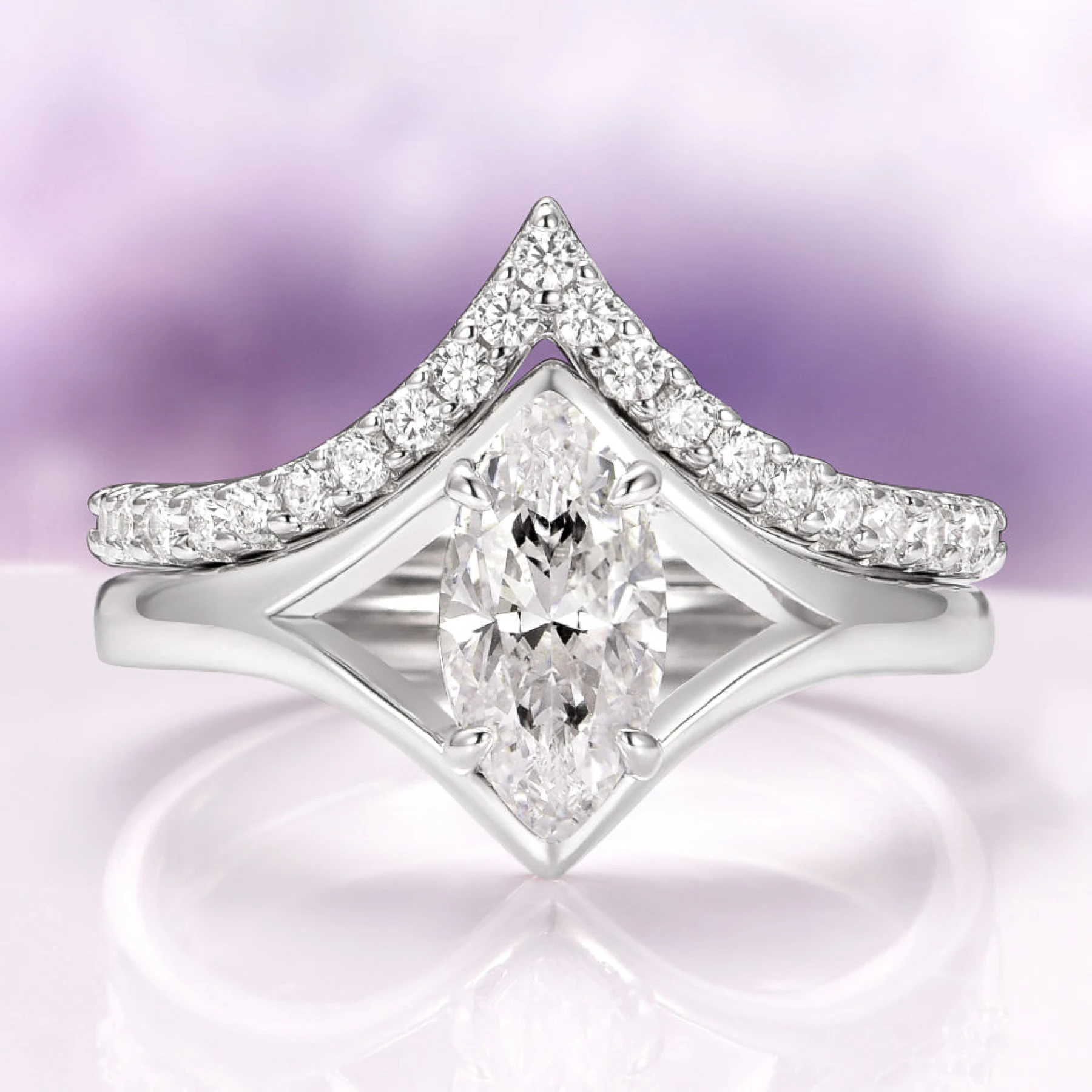 Marquise Cut Lab-Grown Diamond Engagement Ring Set in (IGI Certified)