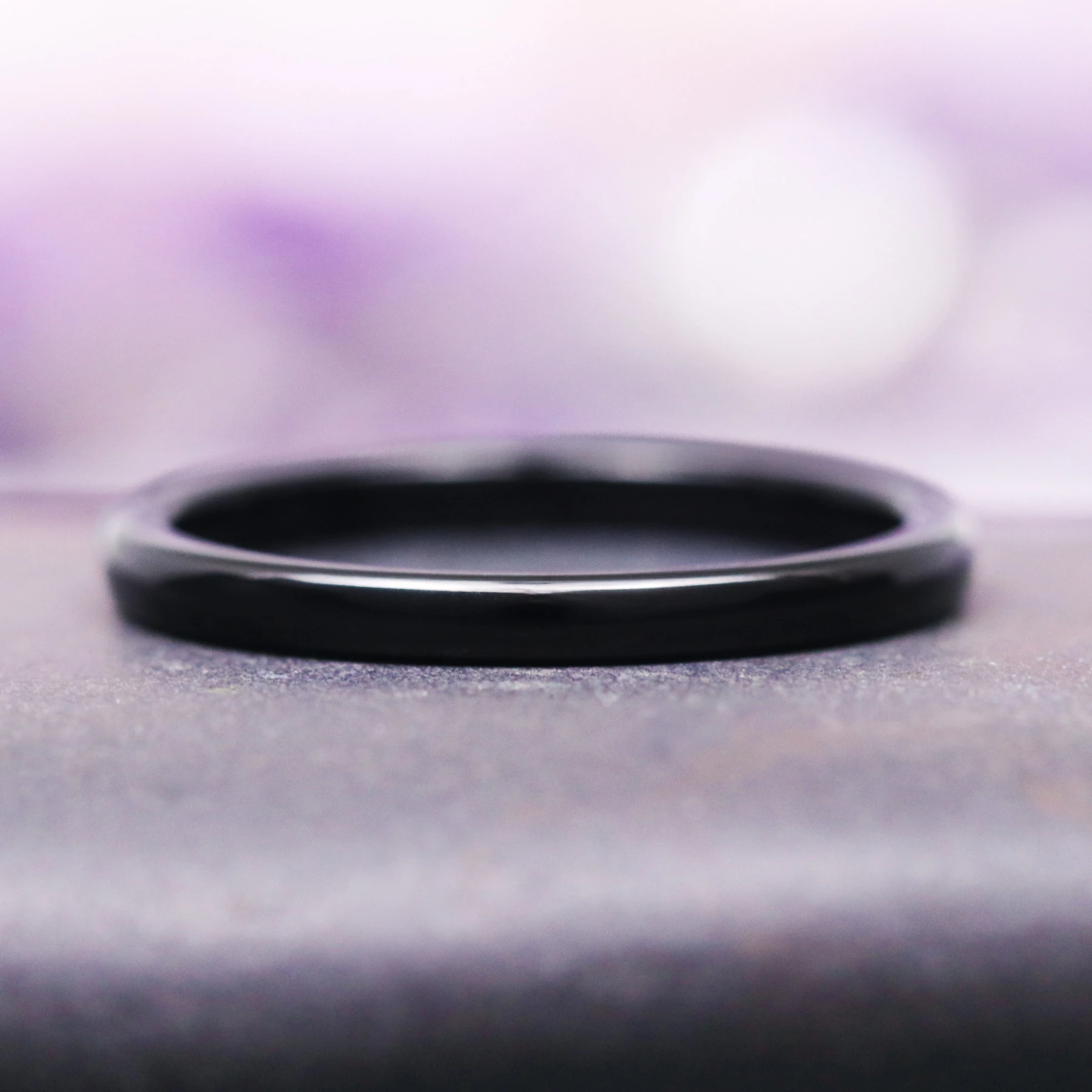 Minimalist Dome Wedding Band in Polished Black Tungsten (2mm)