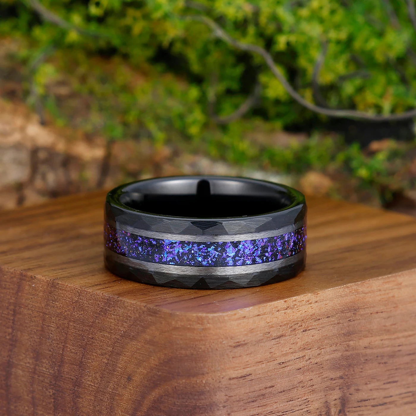 Solitaire Round Blue Sapphire Engagement His and Hers Wedding Band Promise Leaf Matching Couple Rings - view 4