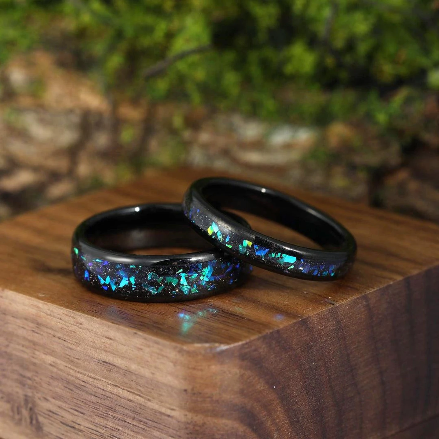 Galaxy Couple Ring Set Nebula Matching Promise Rings for Women 2pc