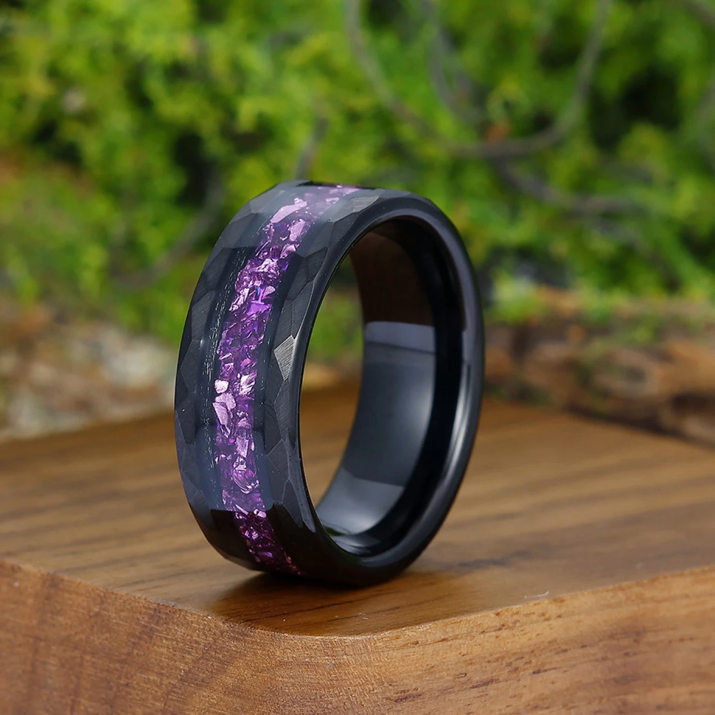 Personalized Purple Amethyst Mens Engagement Band 8mm Promise Anniversary