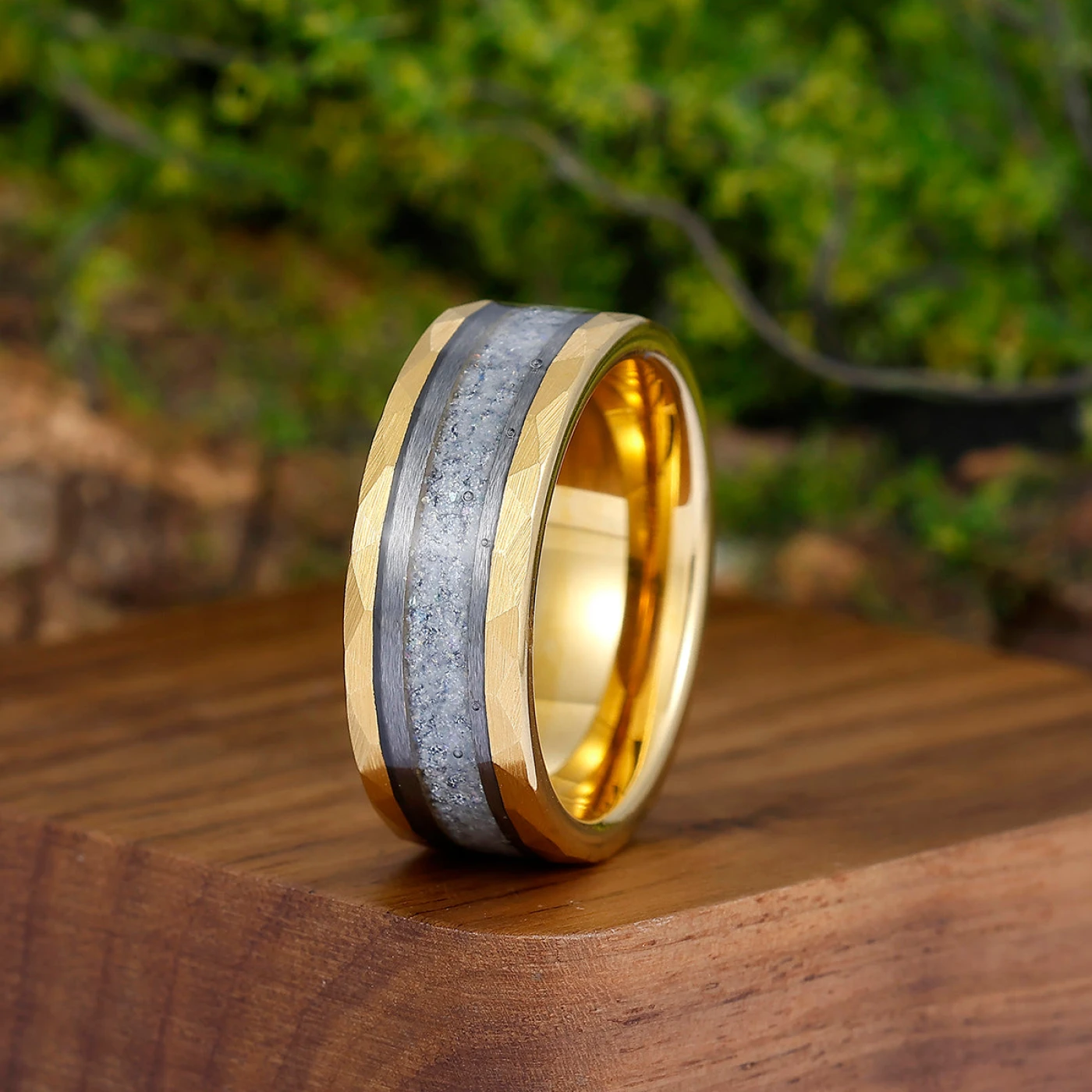 Durable Men's 8mm Tungsten Ring Set With Labradorite Moonstone Wedding Ring Promise Band - view 5