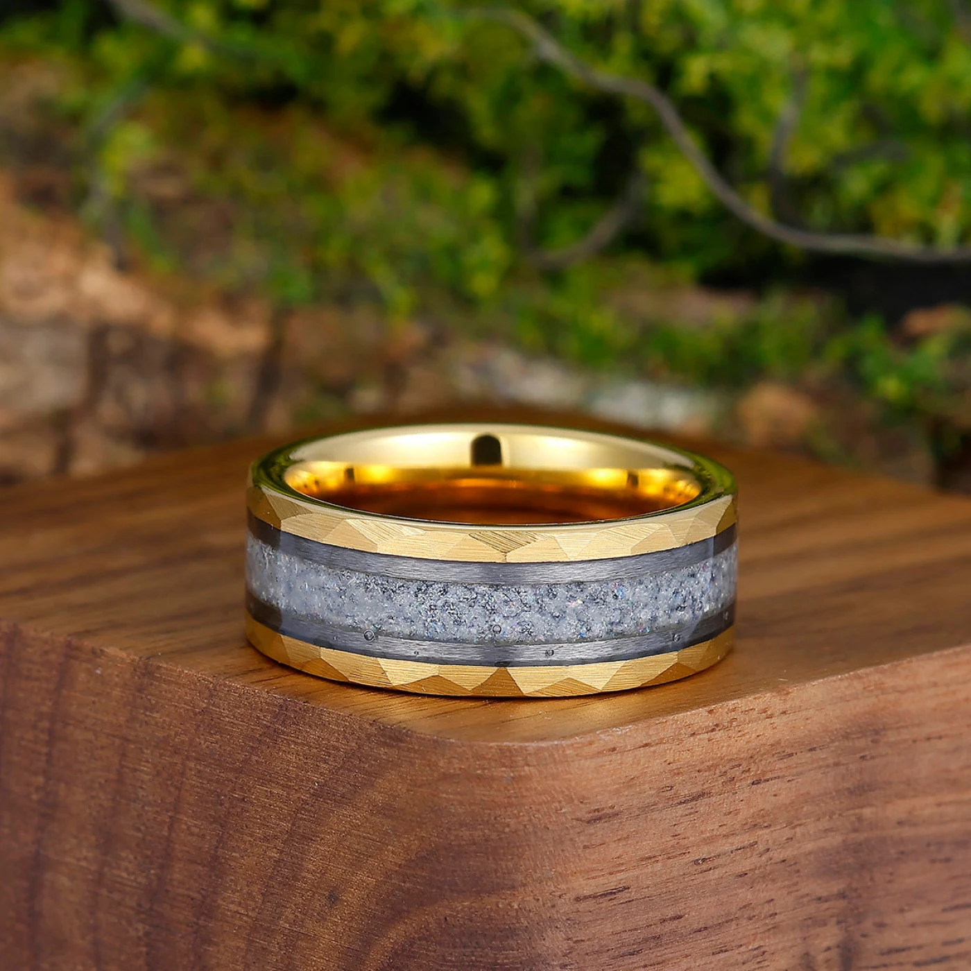 Durable Men's 8mm Tungsten Ring Set With Labradorite Moonstone Wedding Ring Promise Band - view 6