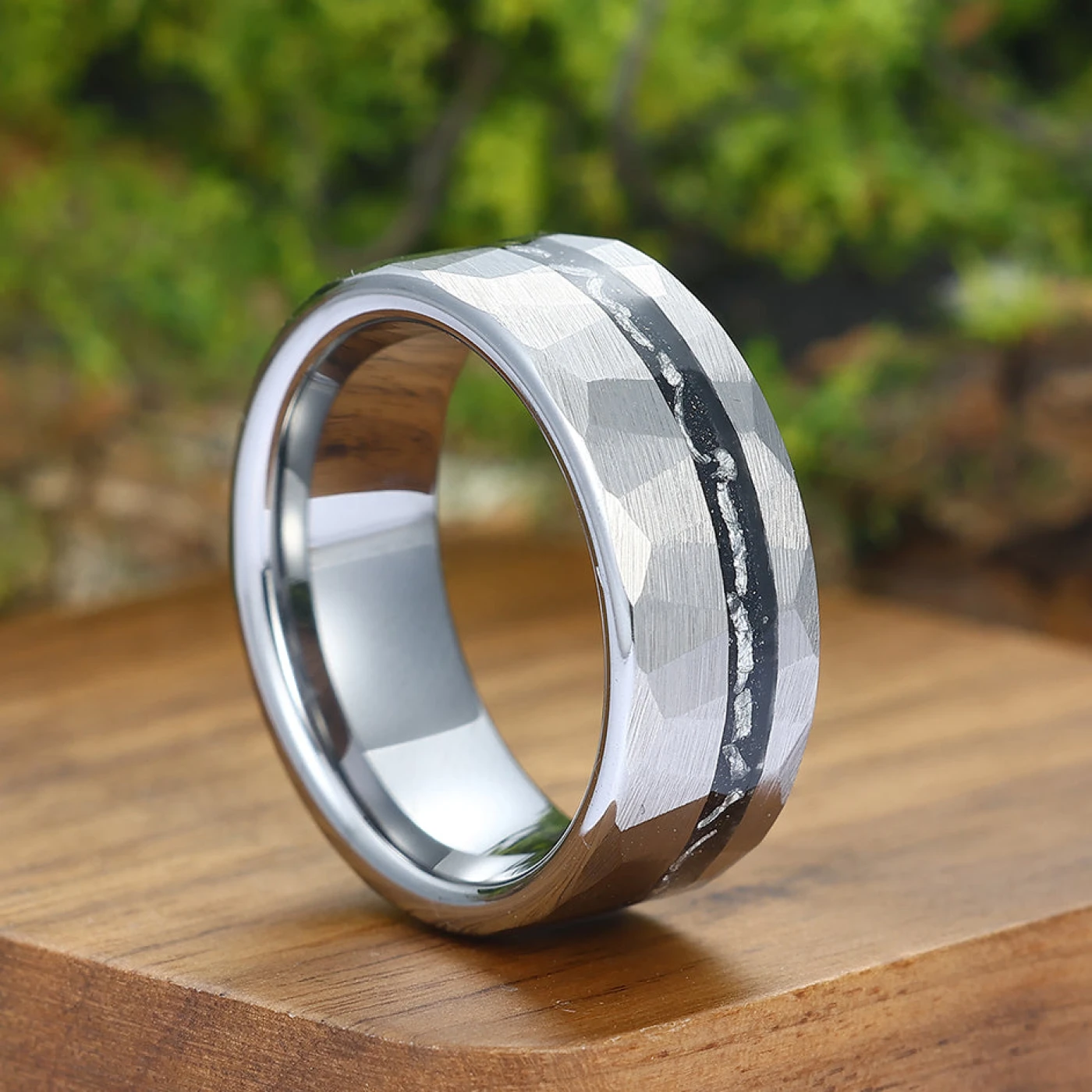 Tungsten Meteorite Unisex Ring Men's Tungsten Band Meteorite Ring for Men - view 9