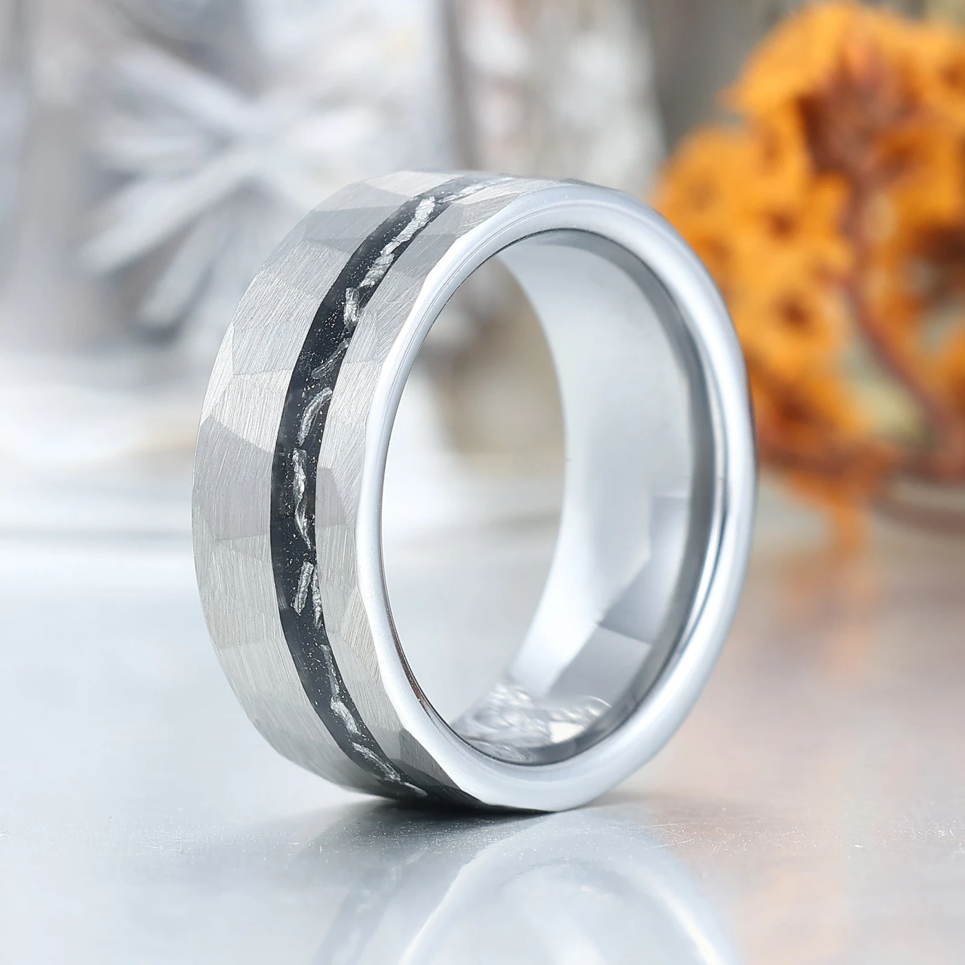 Tungsten Meteorite Unisex Ring Men's Tungsten Band Meteorite Ring for Men - view 2