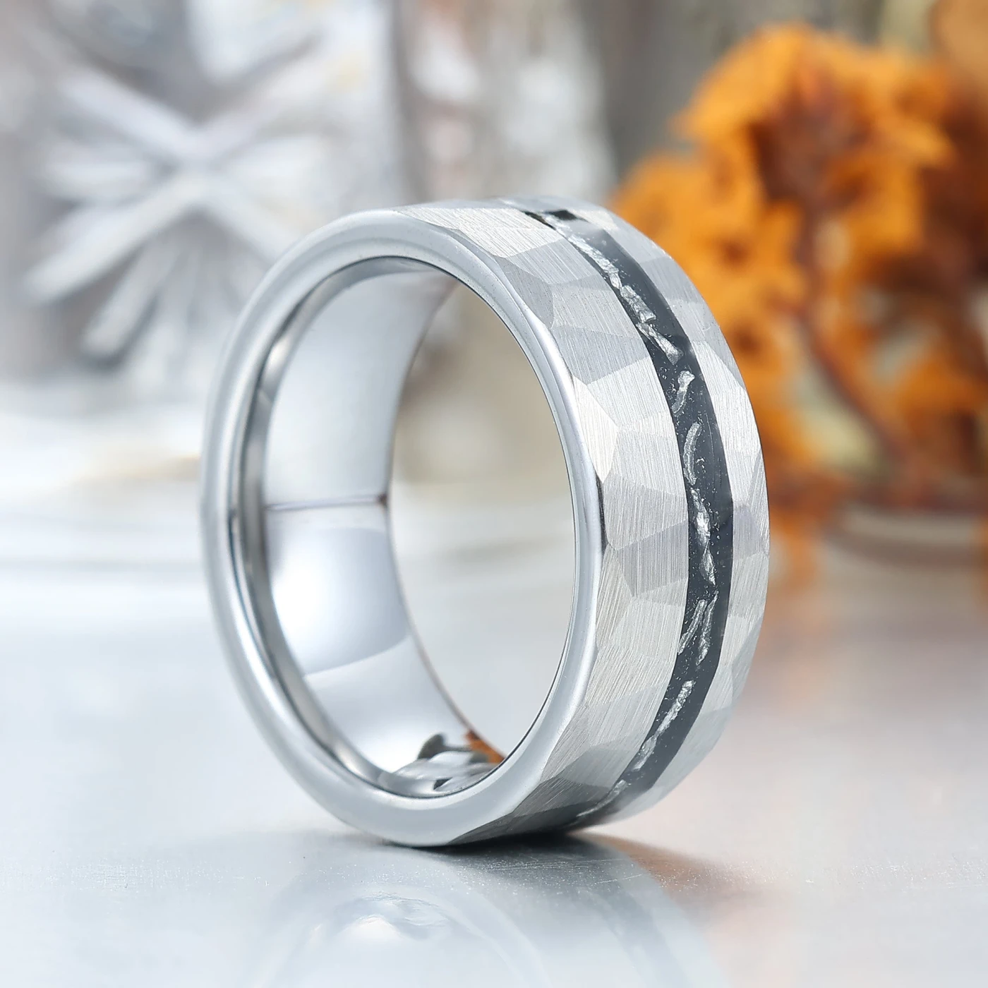 Tungsten Meteorite Unisex Ring Men's Tungsten Band Meteorite Ring for Men - view 5