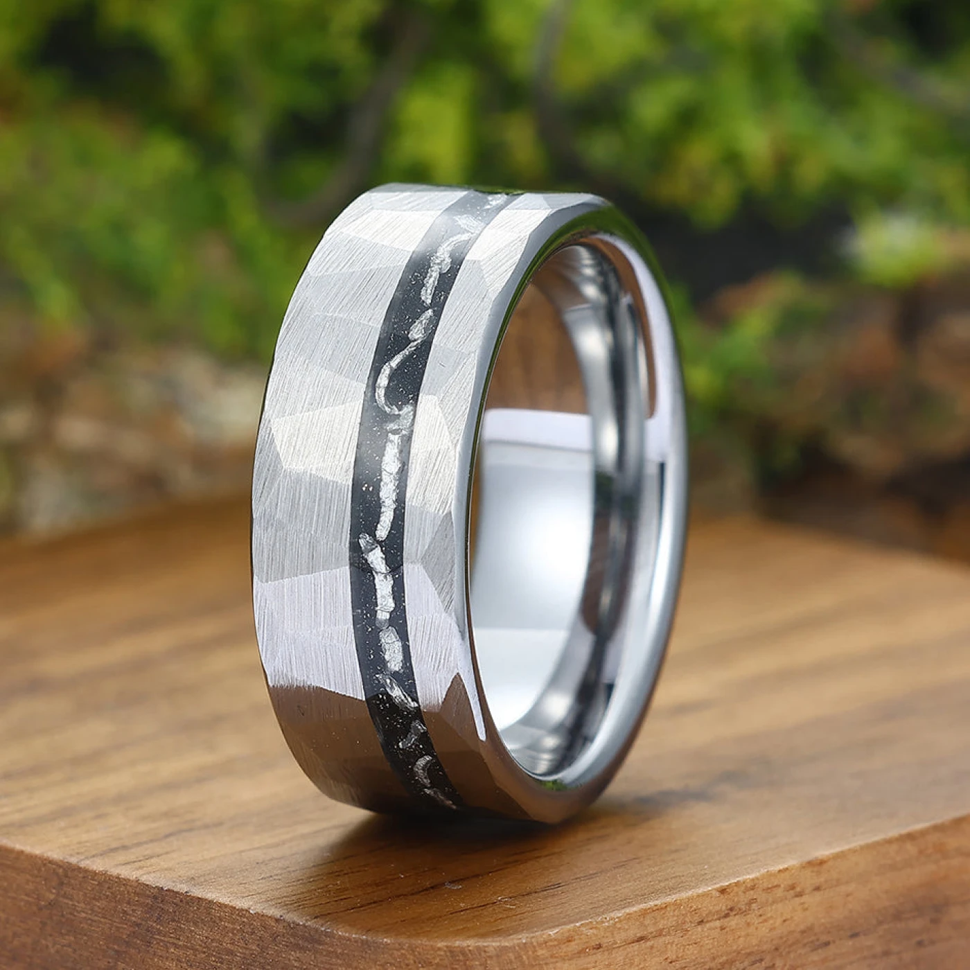 Tungsten Meteorite Unisex Ring Men's Tungsten Band Meteorite Ring for Men - view 7