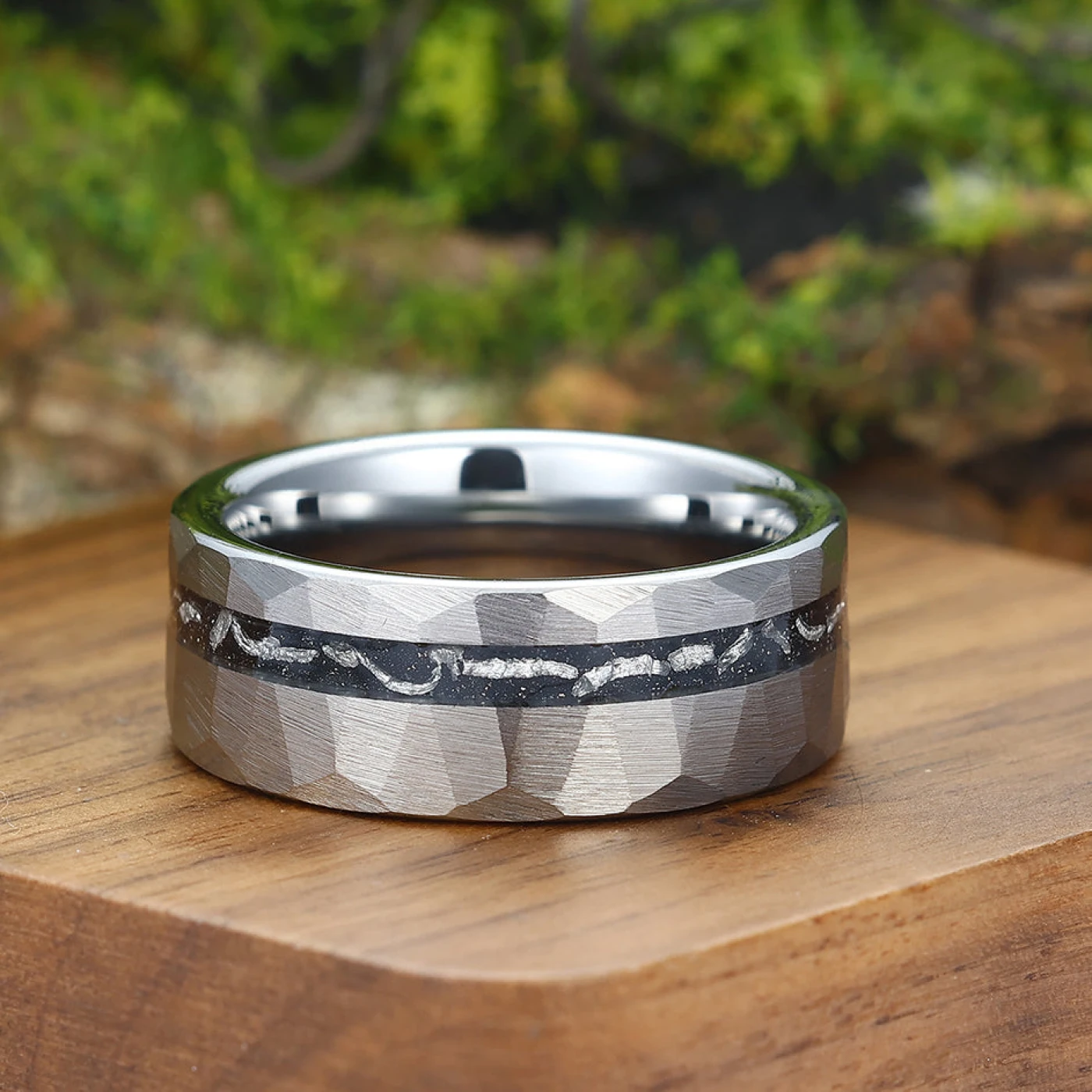 Tungsten Meteorite Unisex Ring Men's Tungsten Band Meteorite Ring for Men - view 10