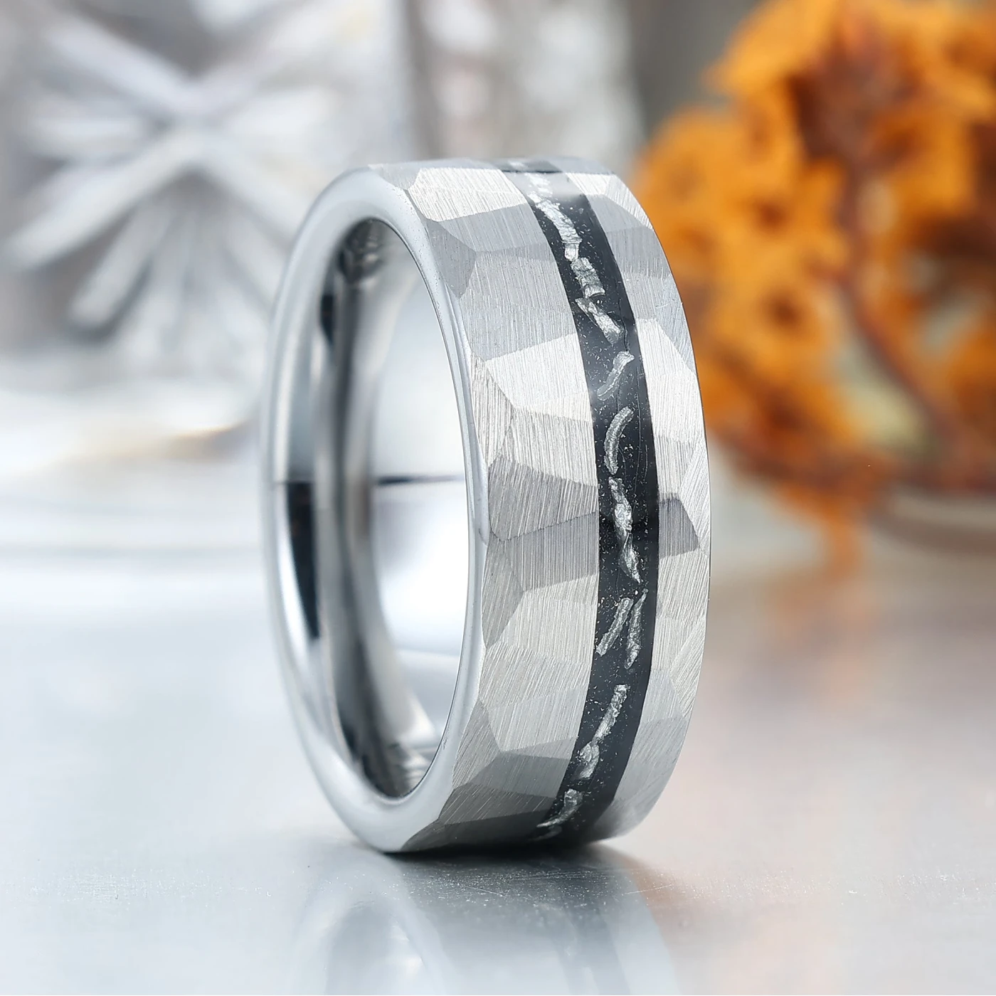 Tungsten Meteorite Unisex Ring Men's Tungsten Band Meteorite Ring for Men - view 4