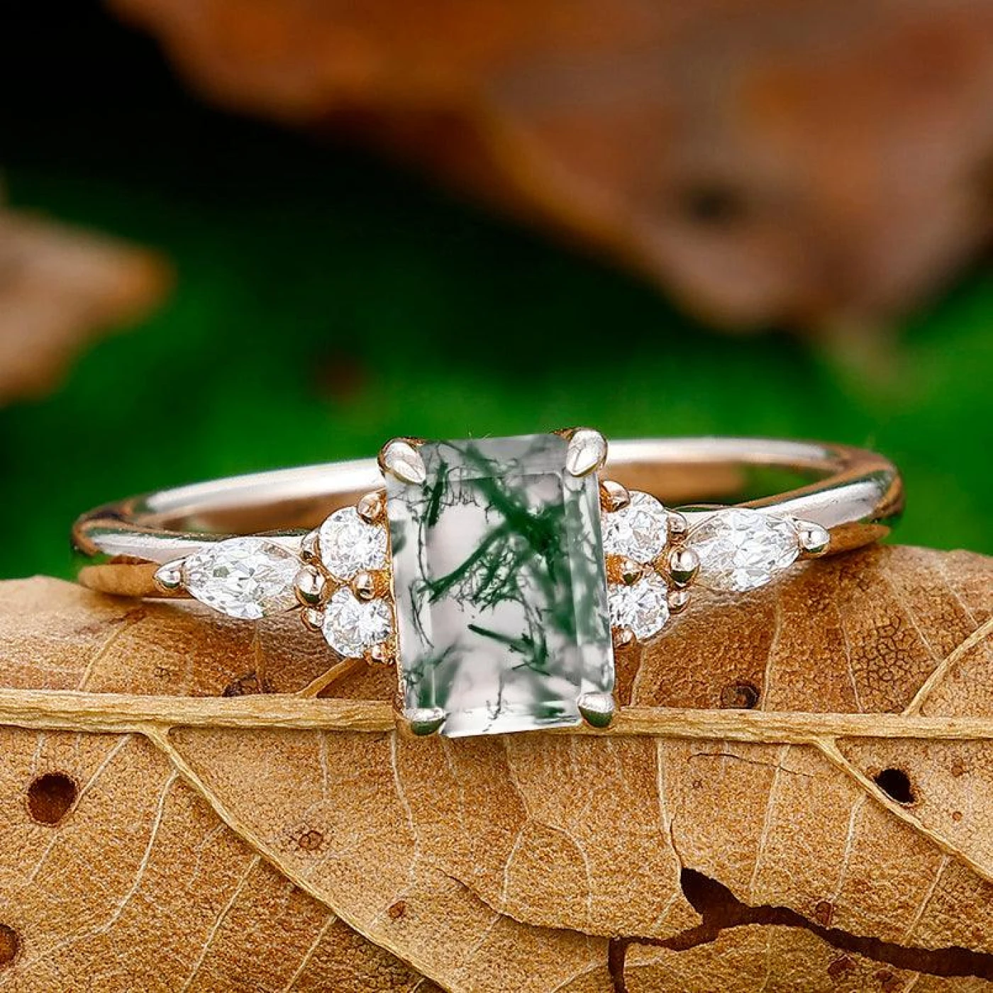 1CT Emerald Cut Natural Engagement Ring Anniversary Bridal Ring Gift