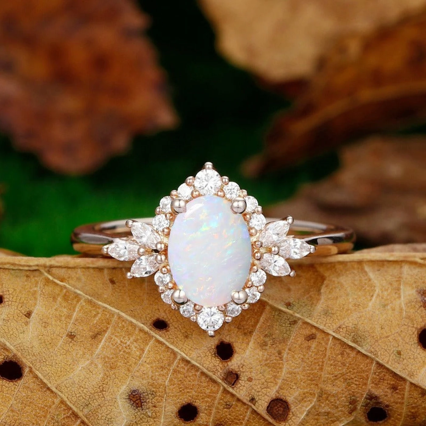 Dainty Oval Cut 1.5CT Engagement Ring Milgrain Halo Moissanite