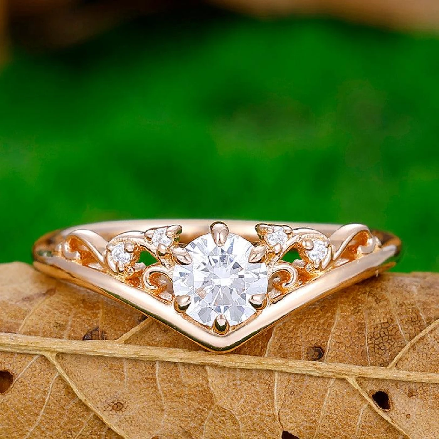 Dainty Vines Flower Branches Engagement Ring For Unique Wedding Gift