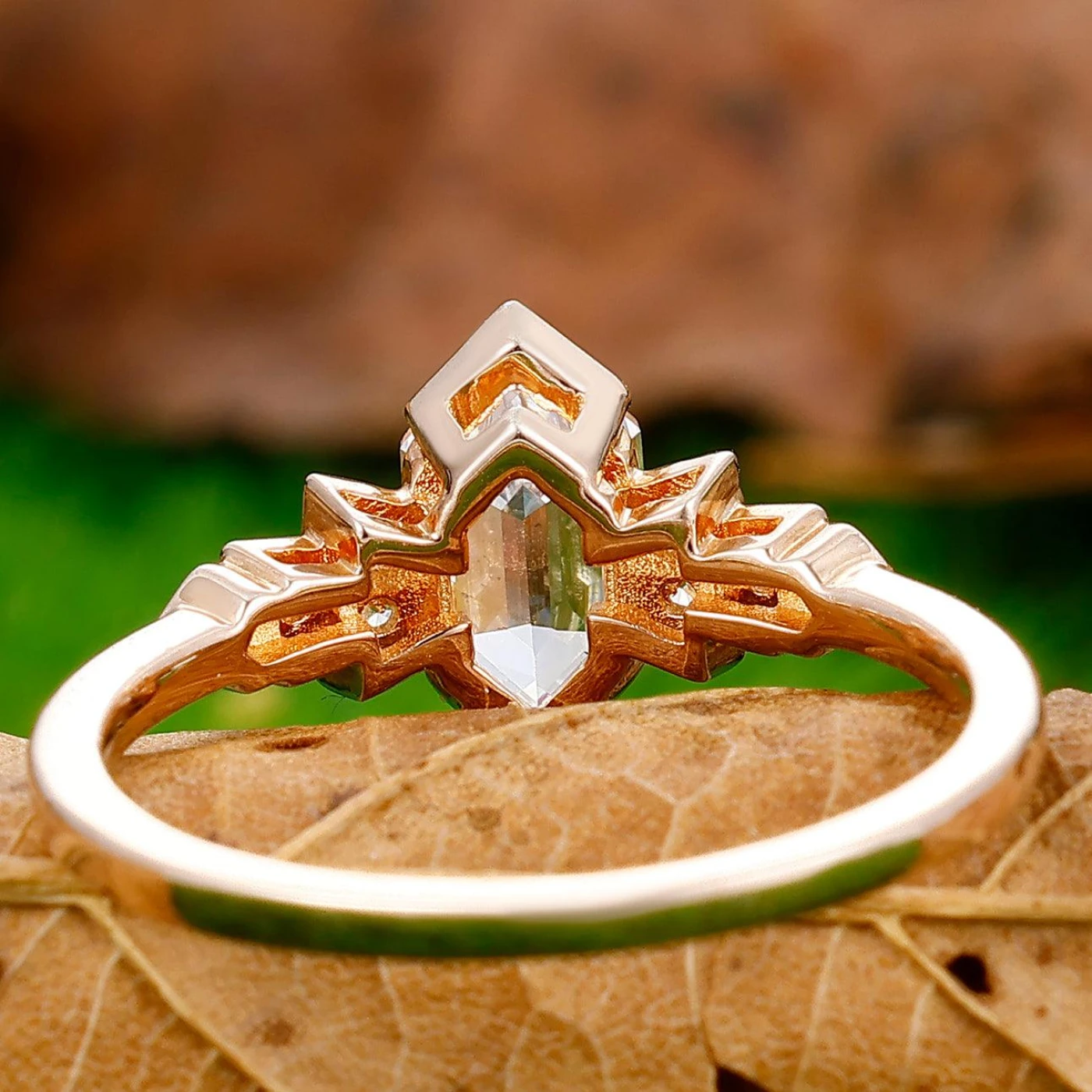 Dainty 1.1 Carat Long Hexagon Cut Moissanite Engagement Ring Moissanite Inlay Anniversary Promise Ring Gift - view 4