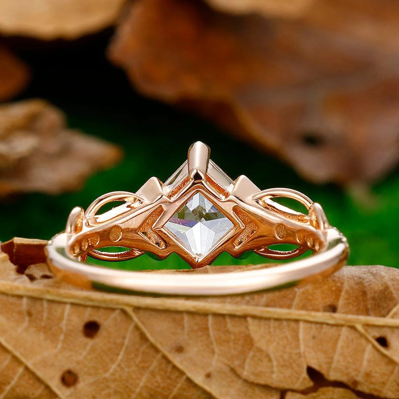 1.5CT Princess Cut Moissanite Engagement Vine Ring Women Fine Ring - view 4