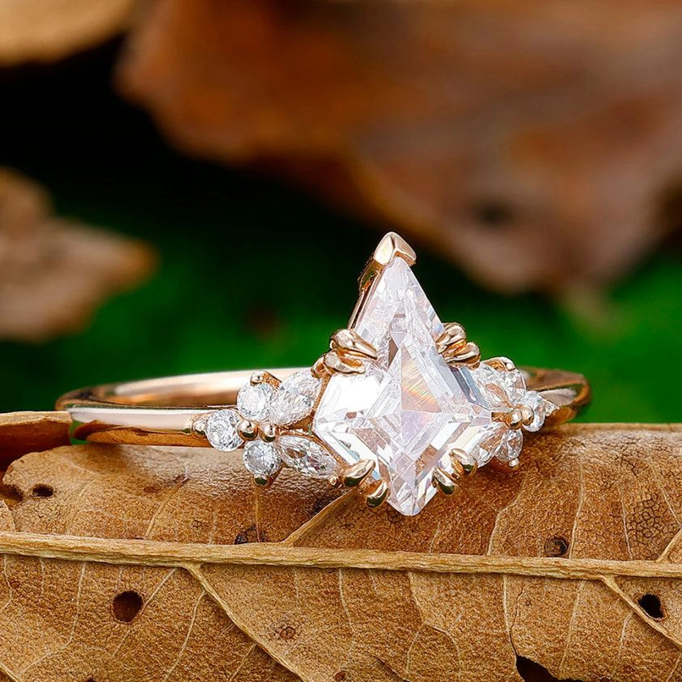 Unique 1.8CT Kite Cut Moissanite Engagement Ring For Wedding Gift - view 3