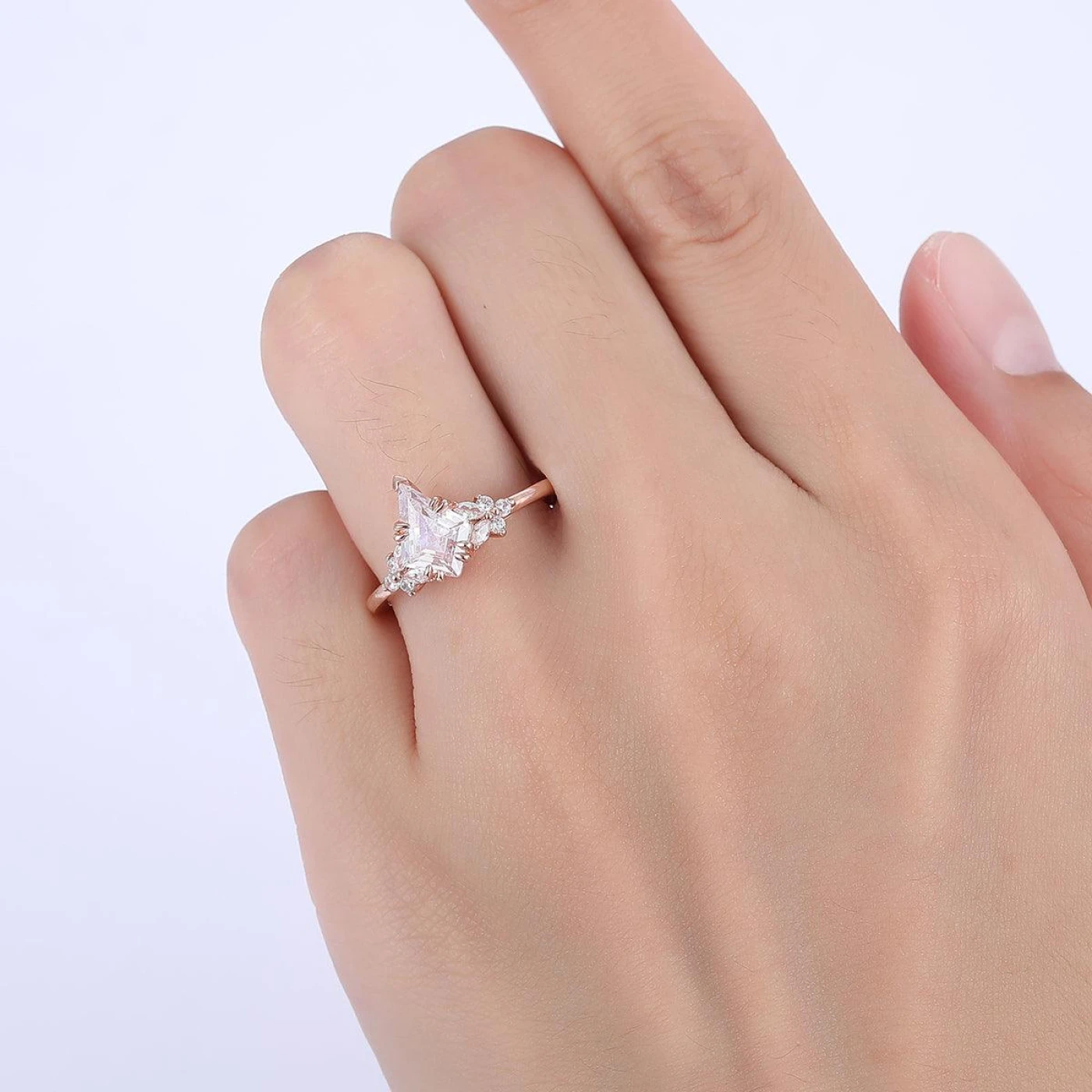 Unique 1.8CT Kite Cut Moissanite Engagement Ring For Wedding Gift - view 6