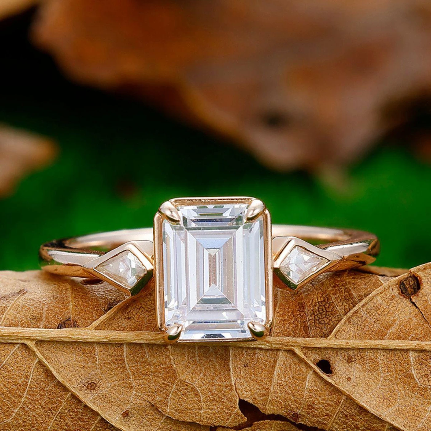 2CT Emerald Cut Engagement Ring Anniversary Bridal Ring Gift