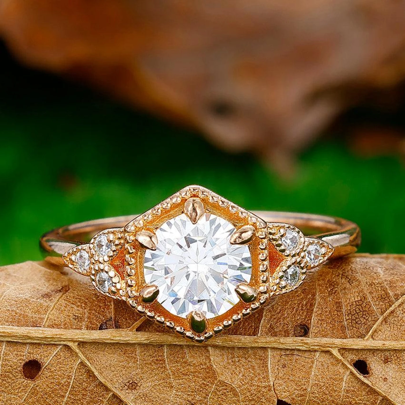 Vintage 1CT Round Cut Engagement Ring For Women Gift