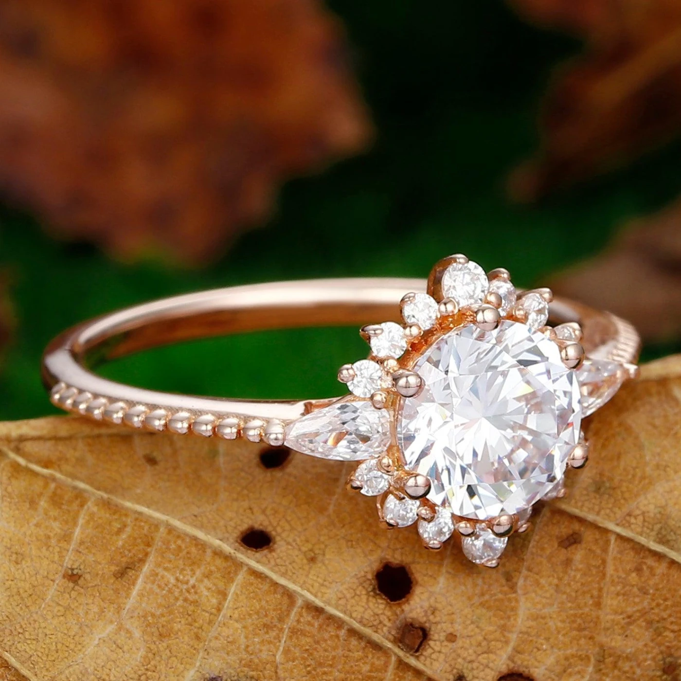 1.25 Carat Halo Round Cut Moissanite Ring - view 3