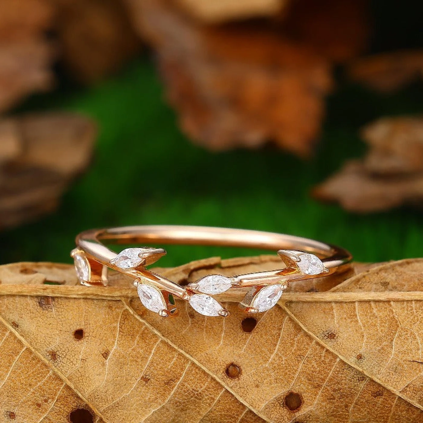 Delicate Womens Dainty Marquise Stackable Ring