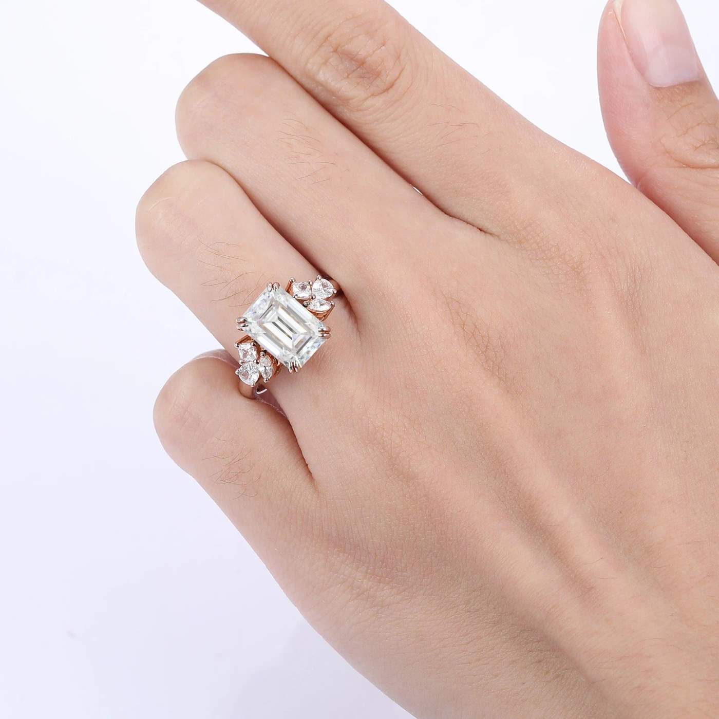 2.0CT Emerald Cut Lab Grown Diamond Ring Art Anniversary IGI Certified Diamond Ring - view 6