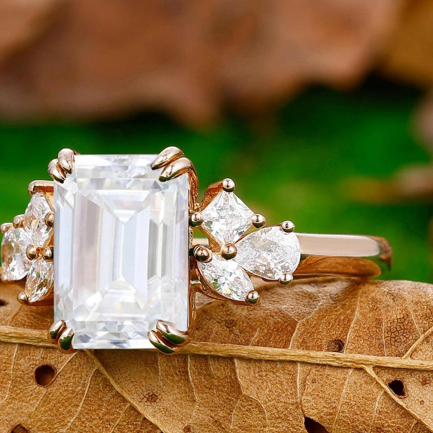 2.0CT Emerald Cut Lab Grown Diamond Ring Art Anniversary IGI Certified Diamond Ring - view 2