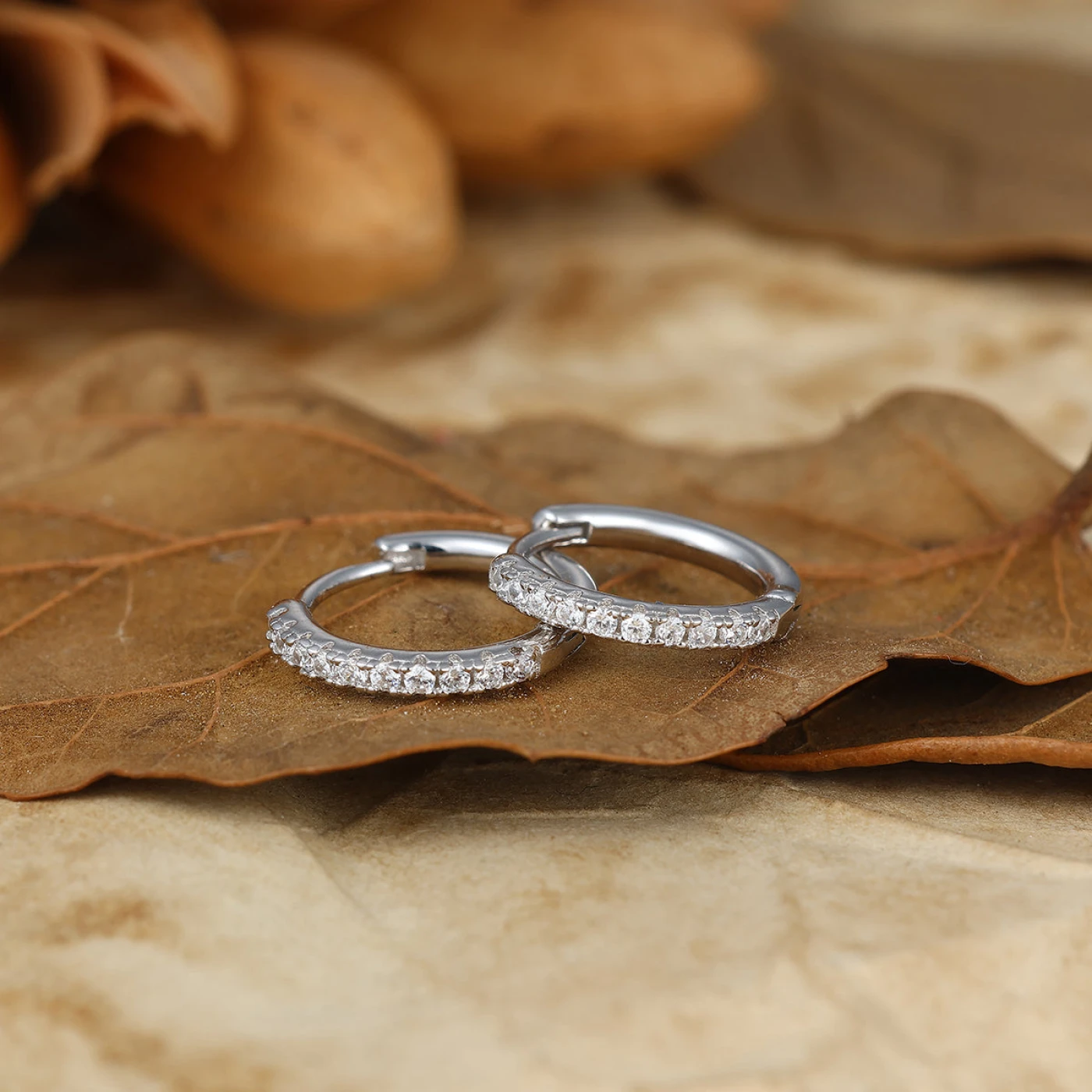 Inside Out Moissanite Huggies Tiny Hoop Giftful Earrings Set Sterling