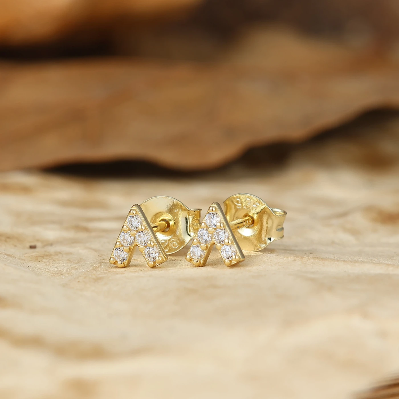 Unique V Shape Stud Earrings Round Moissanite Pavé Birthday Gifts for Her - view 3