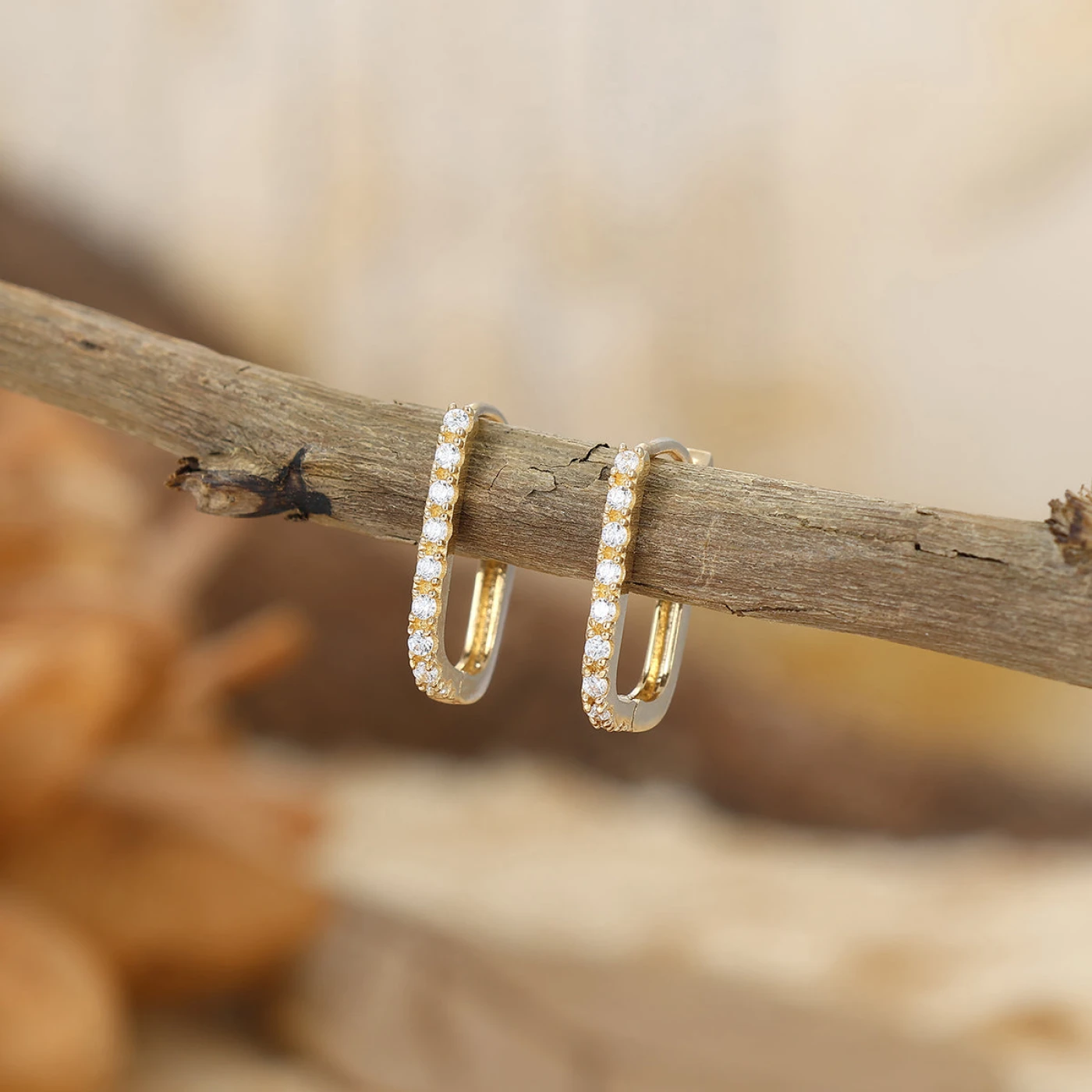 Rectangular Threadless Ear Cuff Luxury Geometric Earrings Moissanite