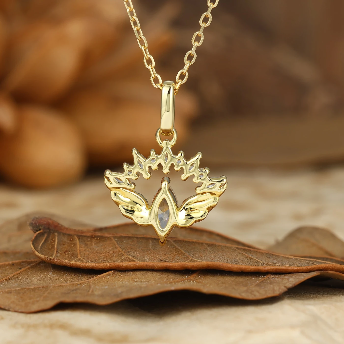 Unique Angel Wings Women Pendant Moissanite Bridal Pendant Necklace For Gift - view 4