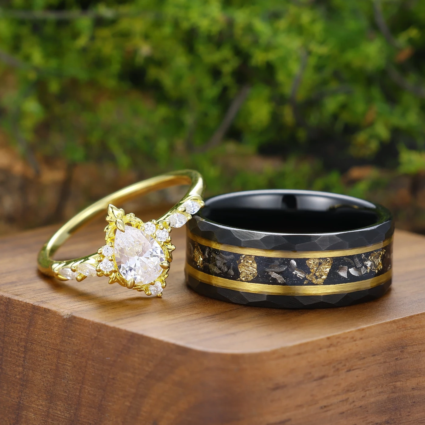 Vintage Nature Inspired His And Hers Matching Rings Baroque-inspired Couple Rings