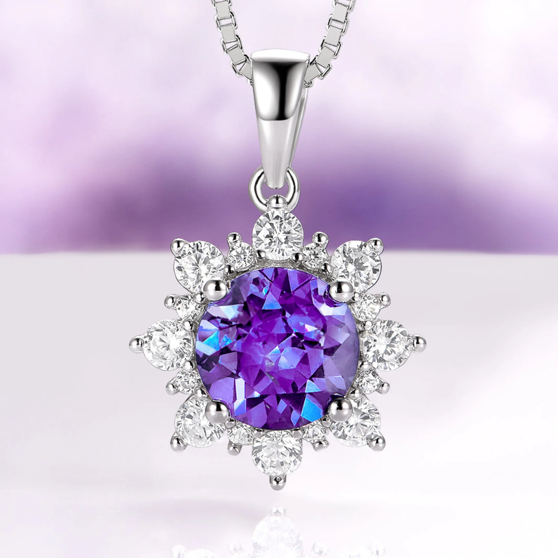 Snowflake Alexandrite Necklace in Sterling Silver