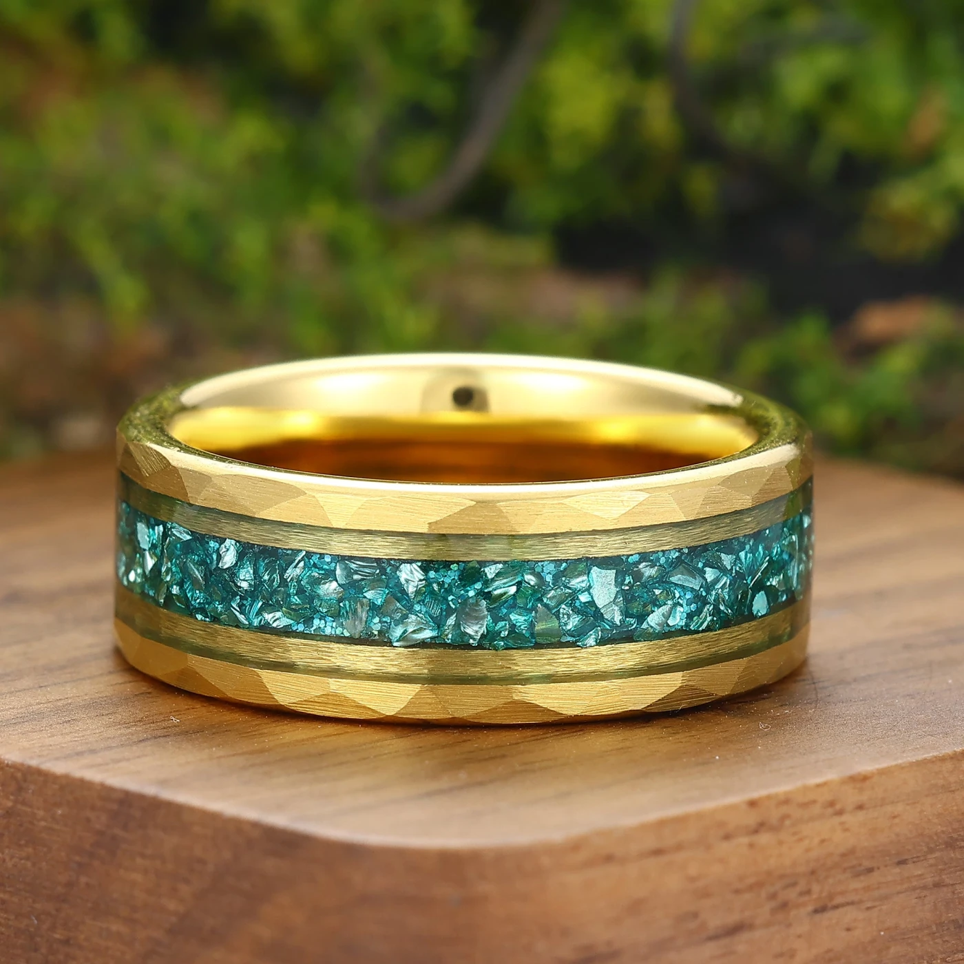 Brilliant Pear Cut Emerald Leaf Design Couple Ring Set Nature Inspired Rings For Men And Women - view 7