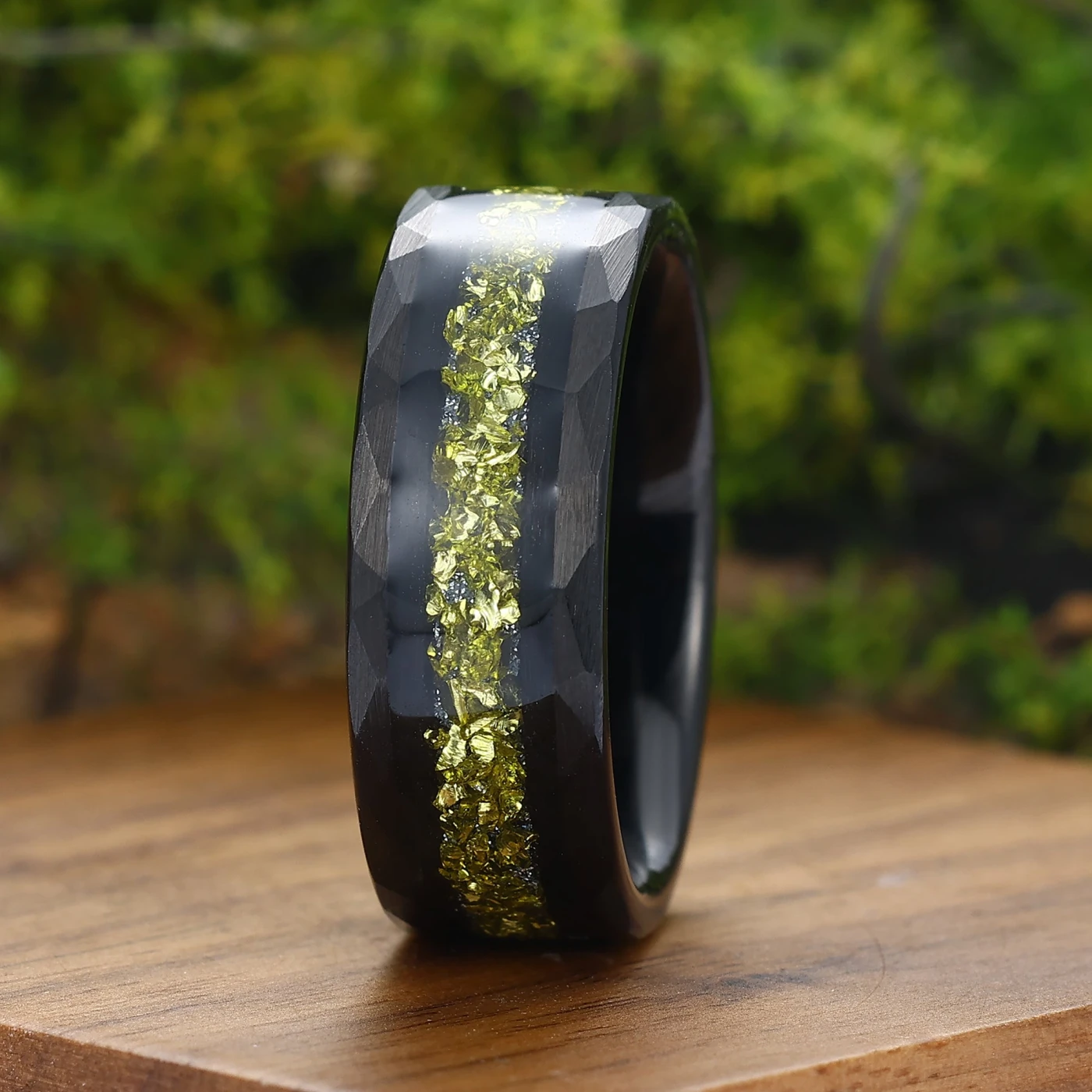 Handmade Peridot Unisex Ring 8mm Tungsten Wedding Band August Birthstone Ring